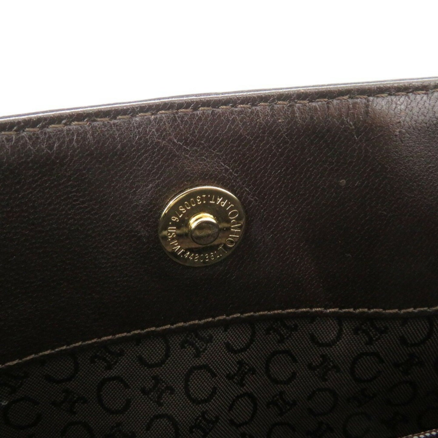 Celine Triomphe Chain Houndstooth Fabric Leather Beige Bag 0421Celine