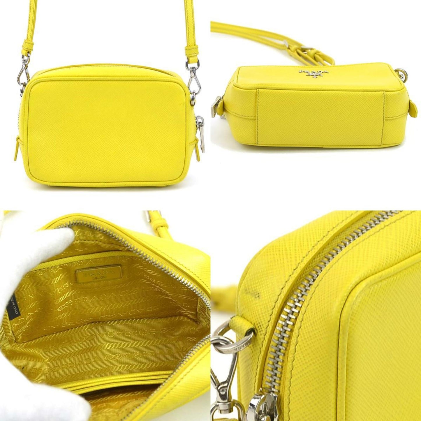 Prada Shoulder Bag Leather Yellow