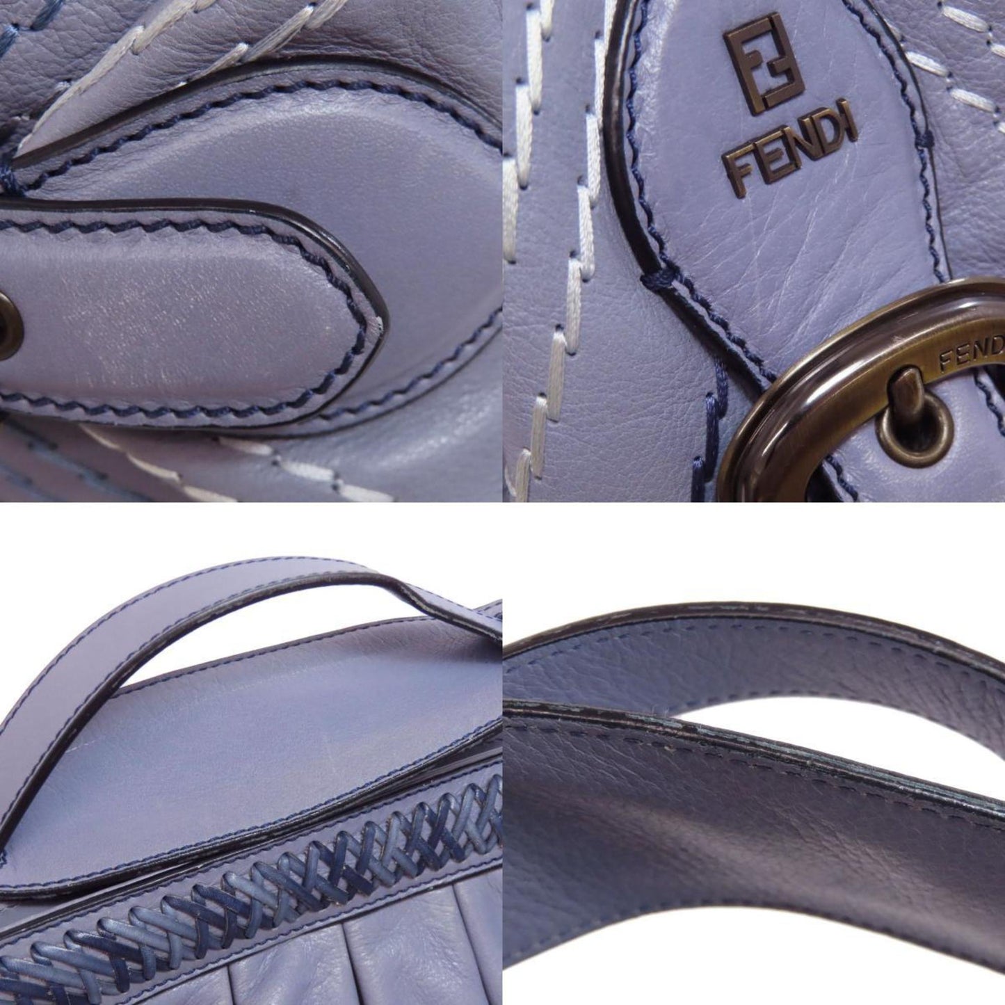 Fendi Stitched Shoulder Bag Leather
