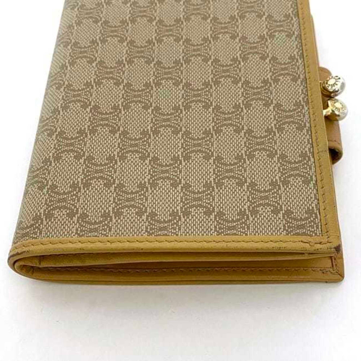 Celine Bi-Fold Wallet Ec-22515 Beige Yellow Macadam Pvc Leather M13 Celine Folding