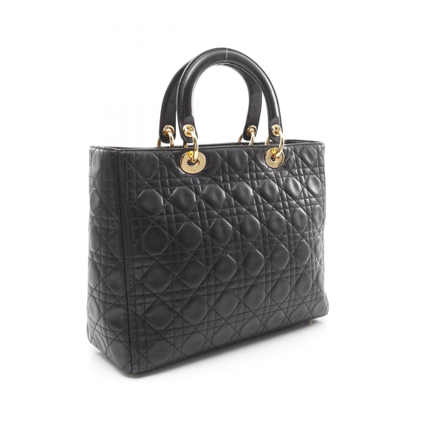 Christian Dior Lady Large Cannage Handbag Bag Leather