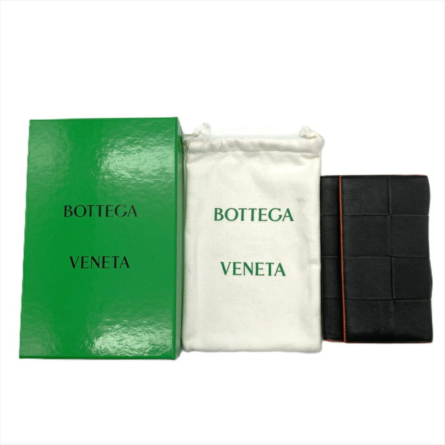 Bottega Veneta Maxi Intrecciato Long Wallet Leather Black Bi-Fold Billfold Itlquedc73Eo