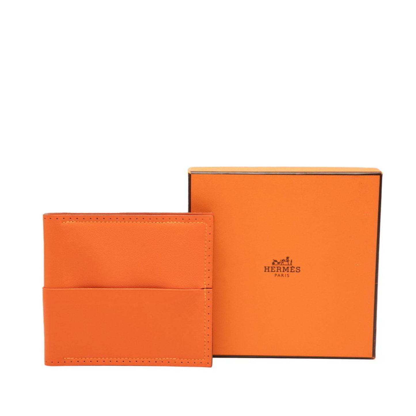 Hermes Herms Flex Bifold Wallet In Orange Swift Leather