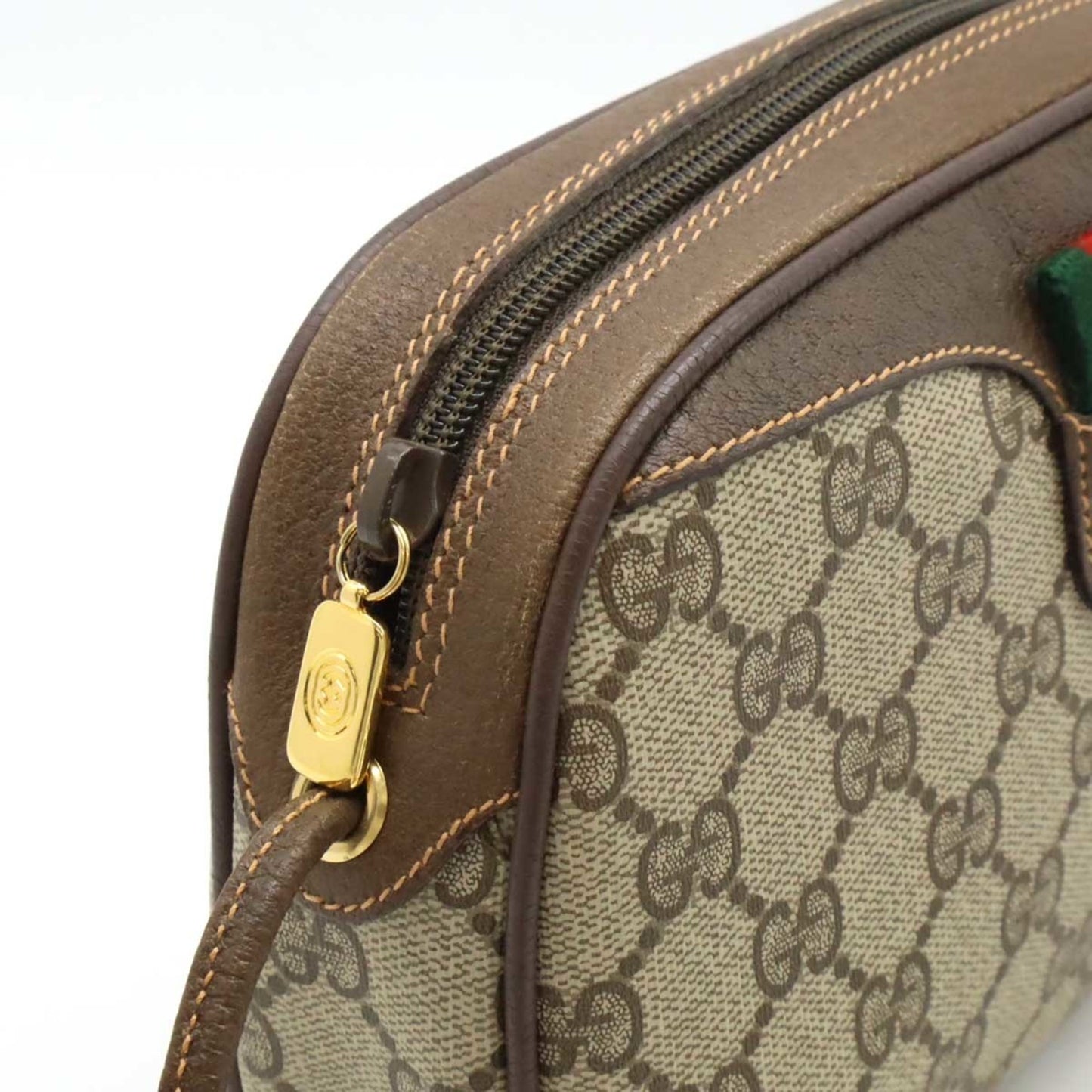 Gucci Old Gucci Sherry Line Pochette Shoulder Bag Pvc Leather Beige Brown 89.02.066