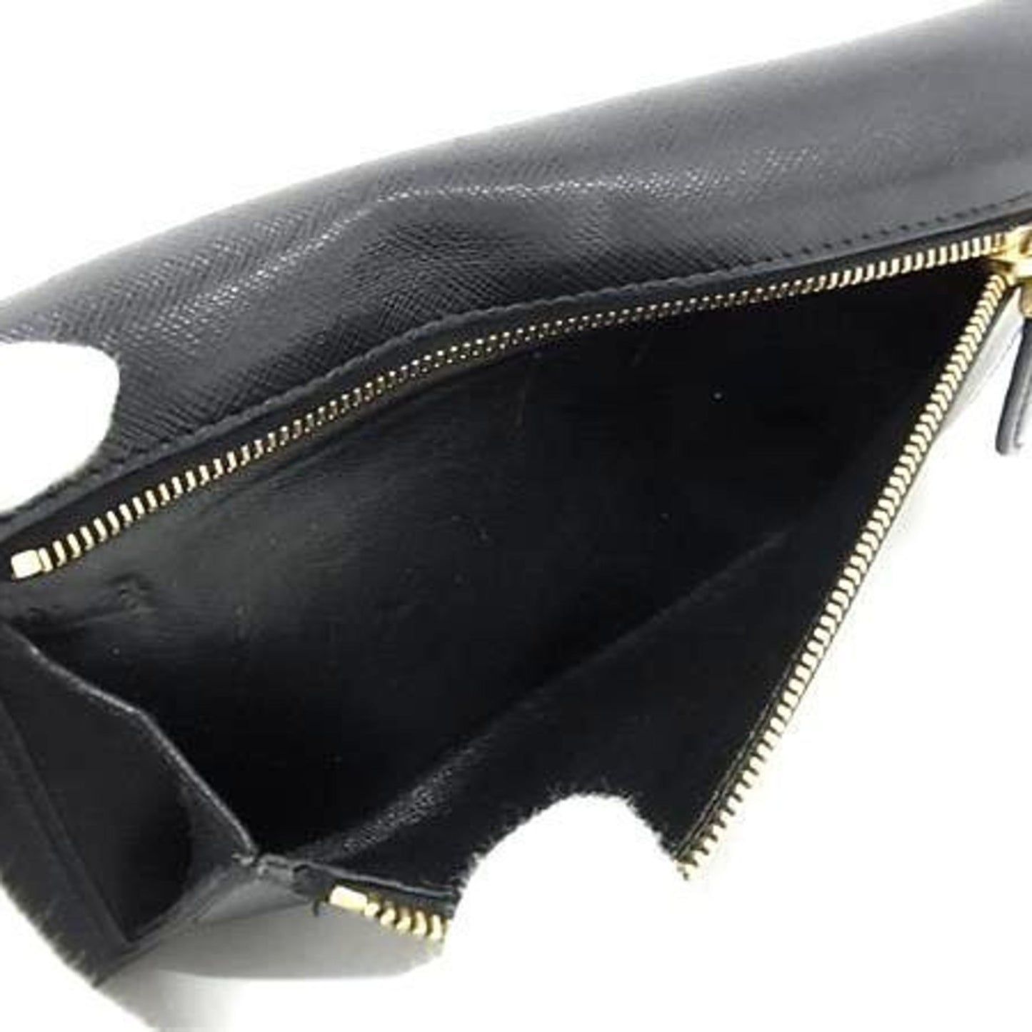 Prada Saffiano Metal Oro 1Mh132 Black Leather Long Wallet