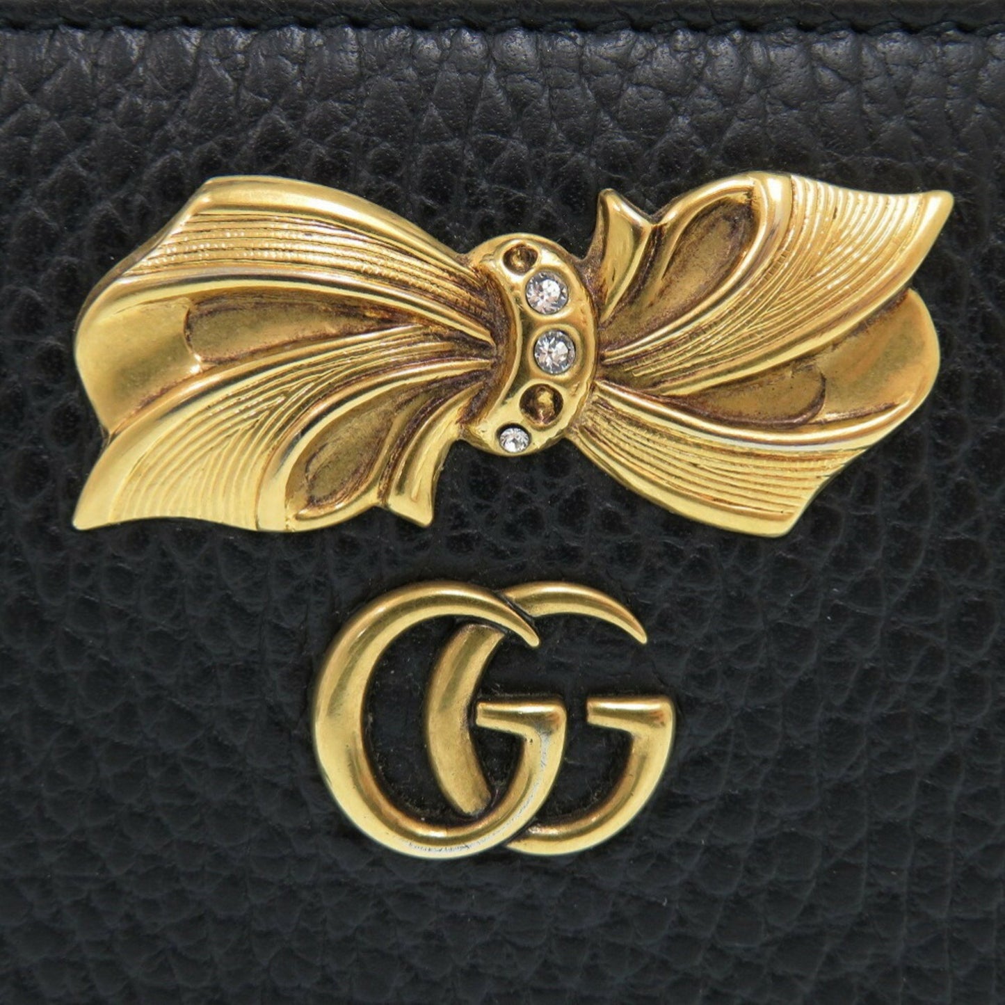Gucci Gg Marmont Ribbon 524291 Leather Black Round Long Wallet 0811Gucci