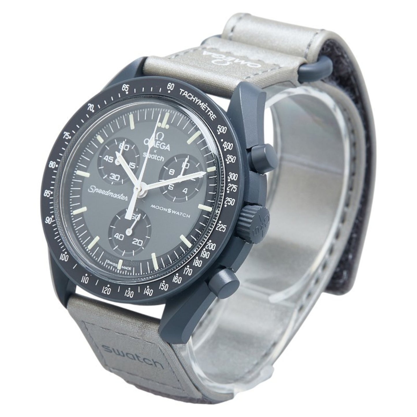 Omega X Swatch Moonswatch Mission To Mercury Watch So33A100 Quartz Movement Gray Dial Ceramic Nylon