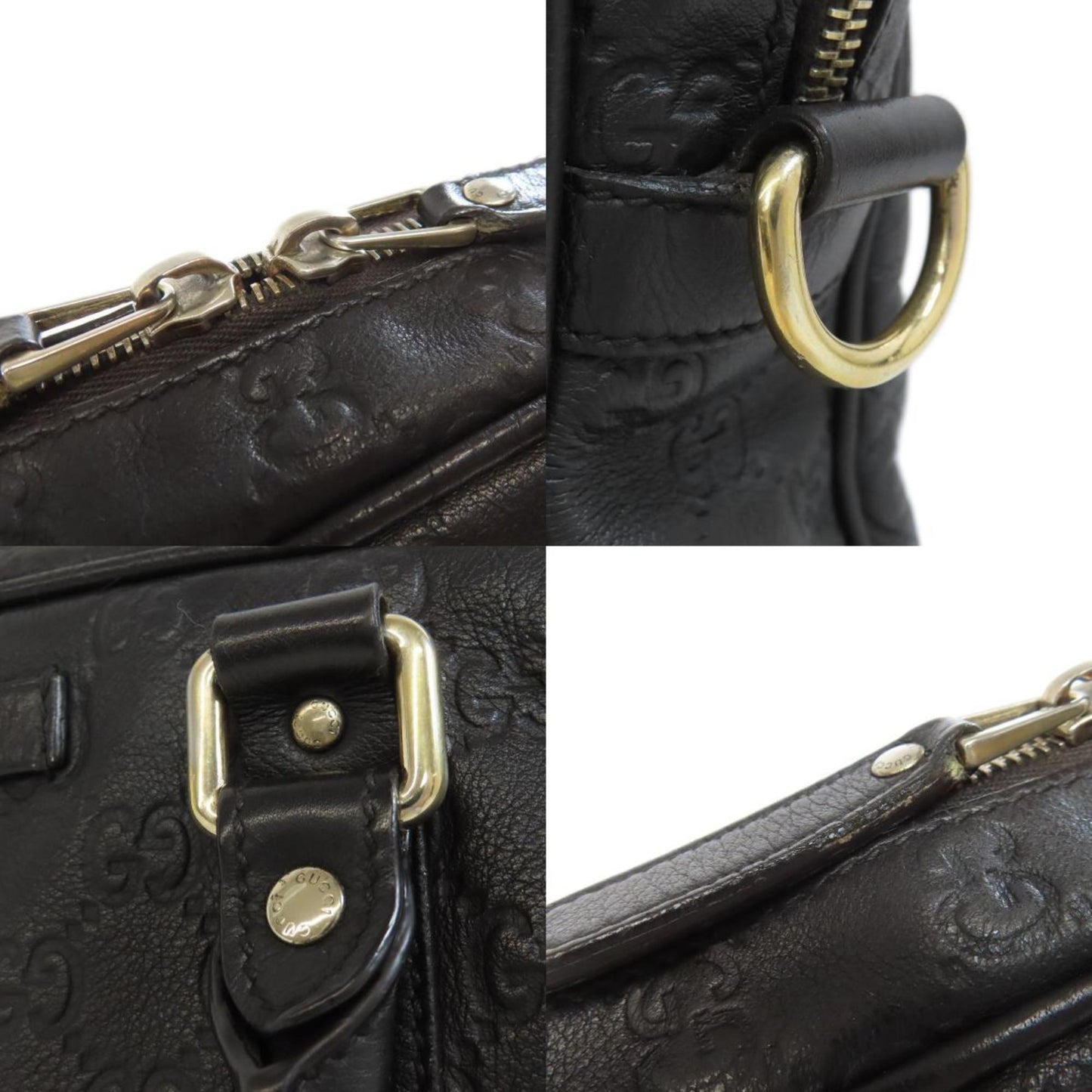 Gucci 208463 Gg Signature Shima Bag Leather