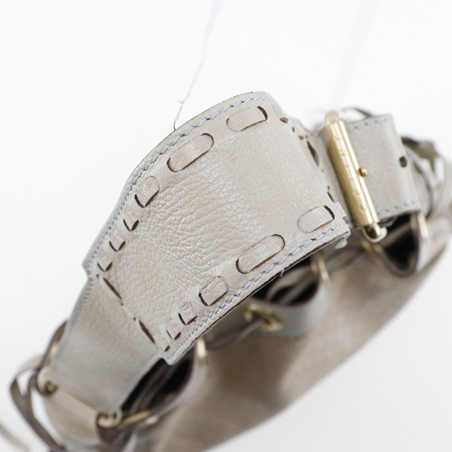 Celine Shoulder Bag Punching Calf Beige Purse