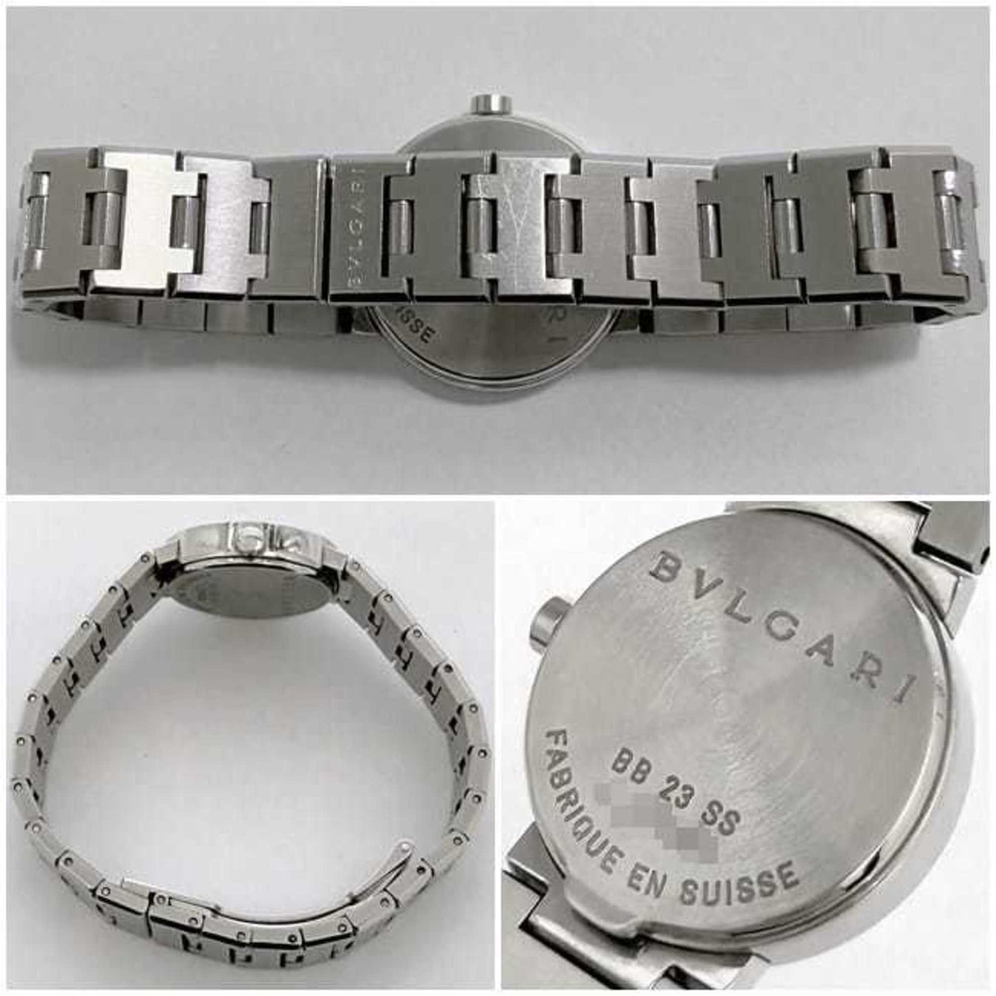 Bvlgari Watch F-21814 Black Silver Bb23Ss