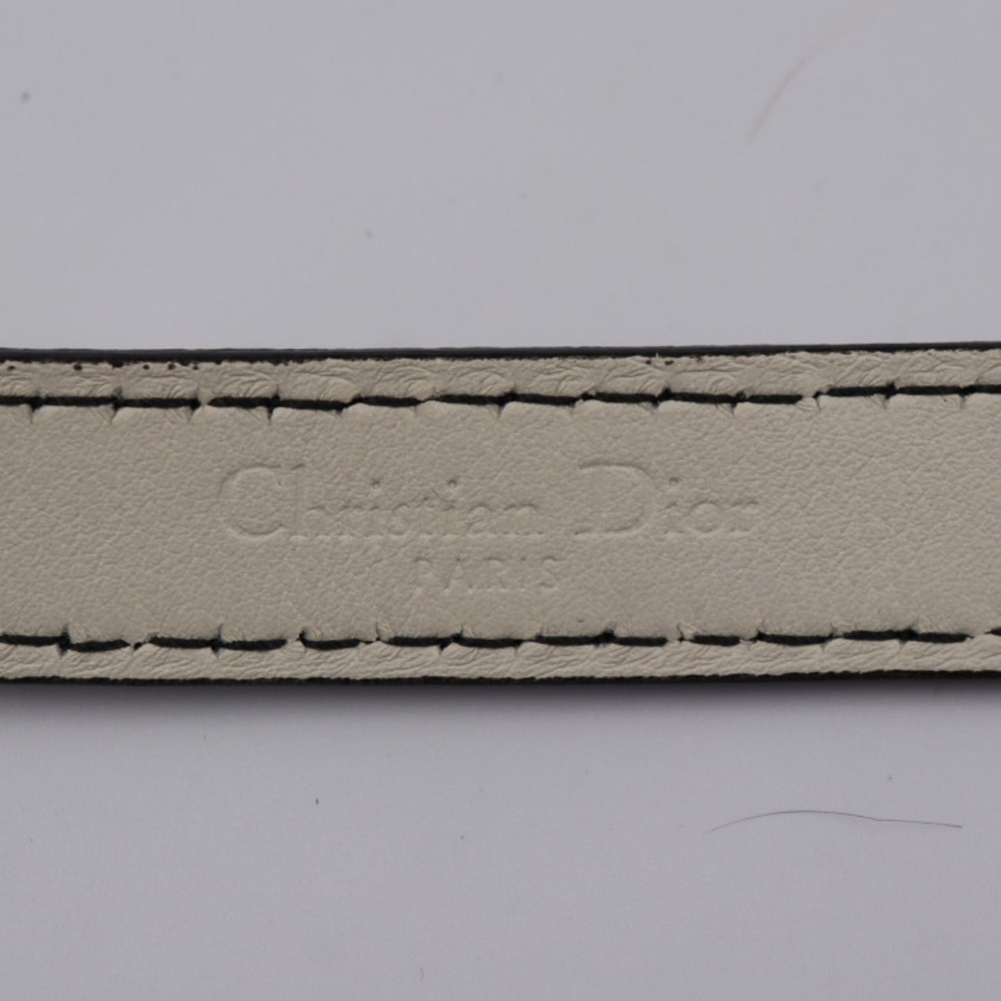 Christian Dior D-Fence Belt Leather Ivory System Gold Metal Fittings Logo Narrow