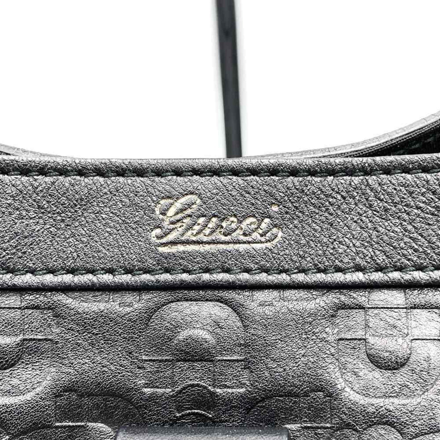Gucci 293580 Abby Tote Bag Horsebit Pattern Black Leather
