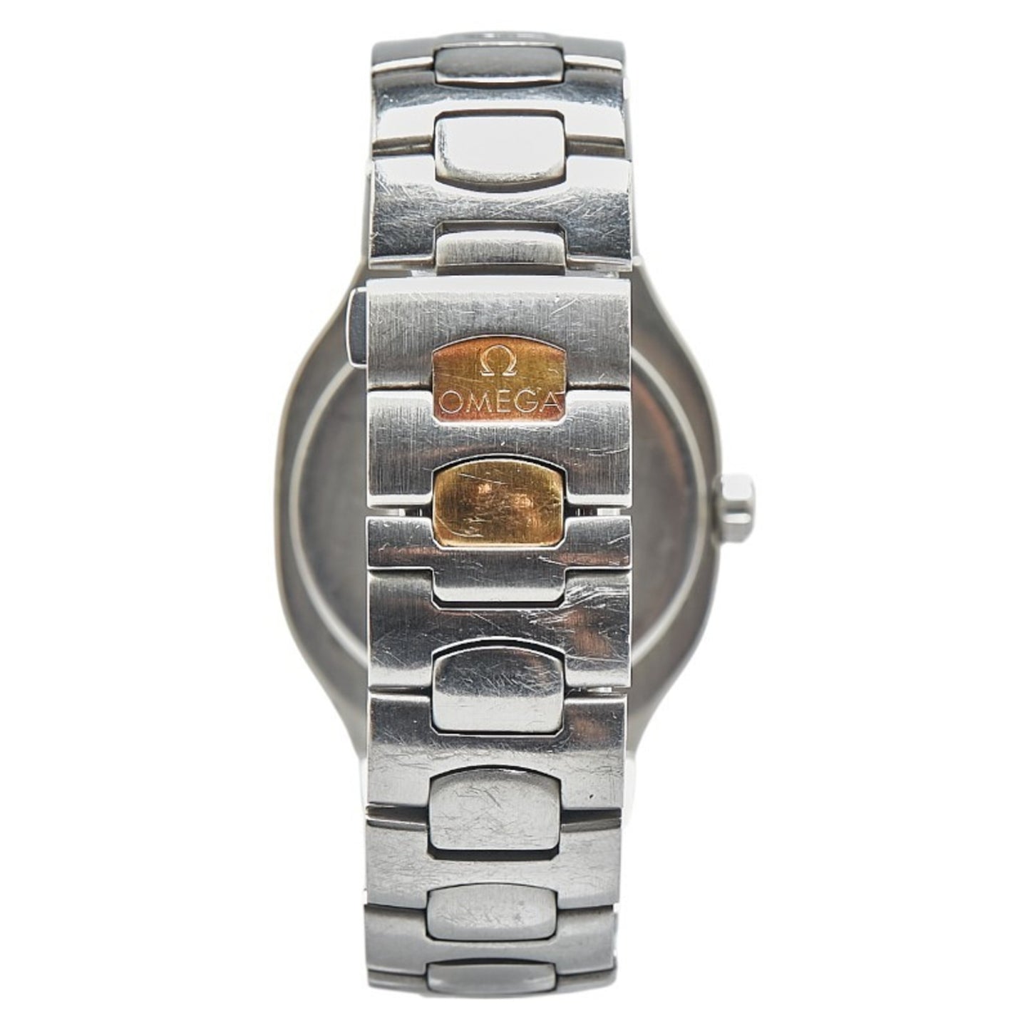 Omega Seamaster Polaris Watch Quartz Gold Dial Stainless Steel Yellow