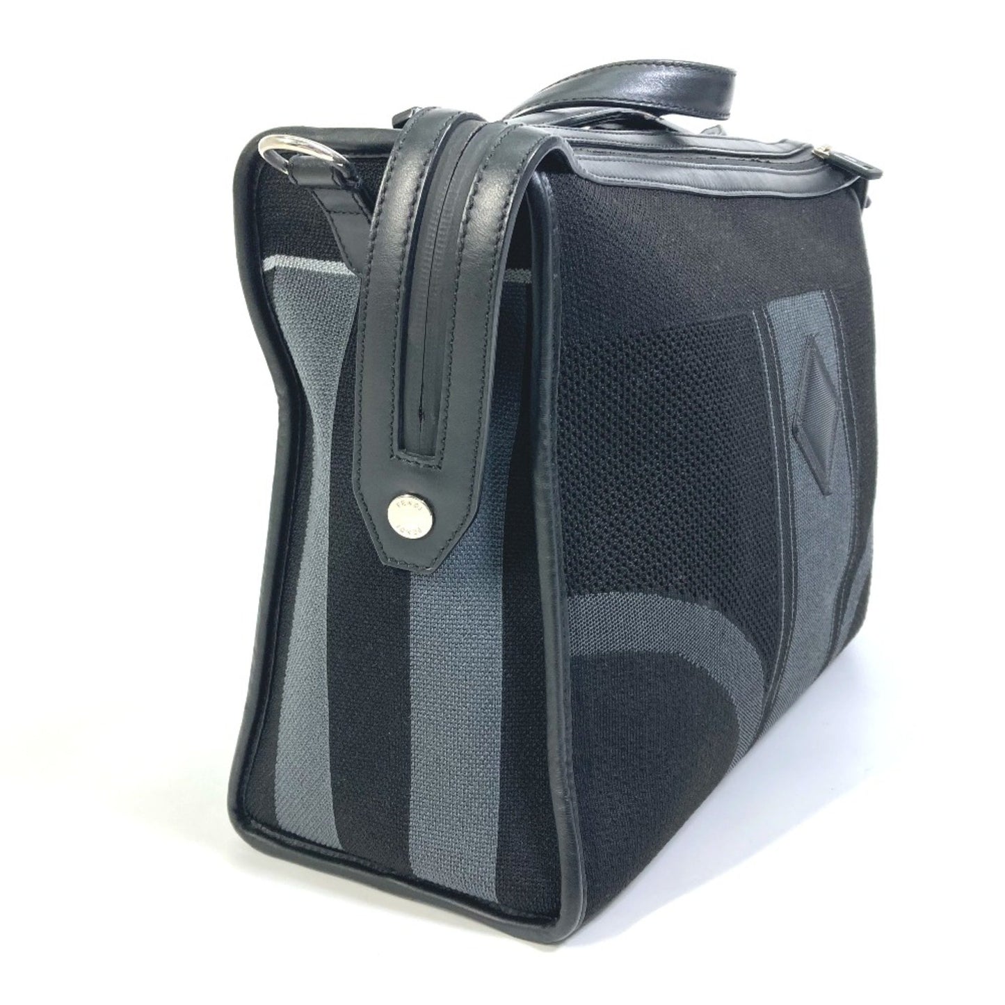 Fendi 7Va400 Logo Bag Hand Bag Business Bag Black /Gray