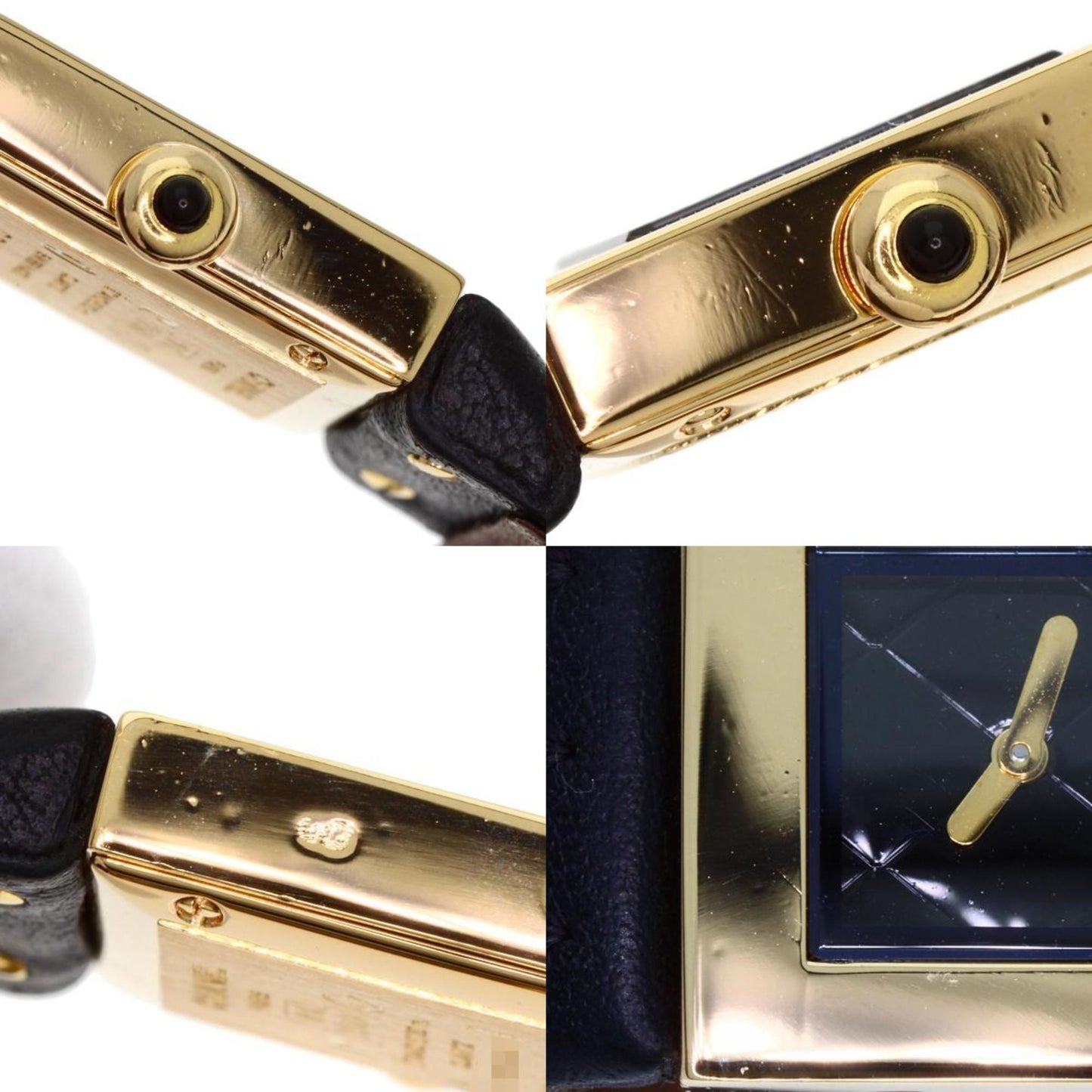 Chanel H0111 Matelasse Watch 18K Yellow Gold Leather