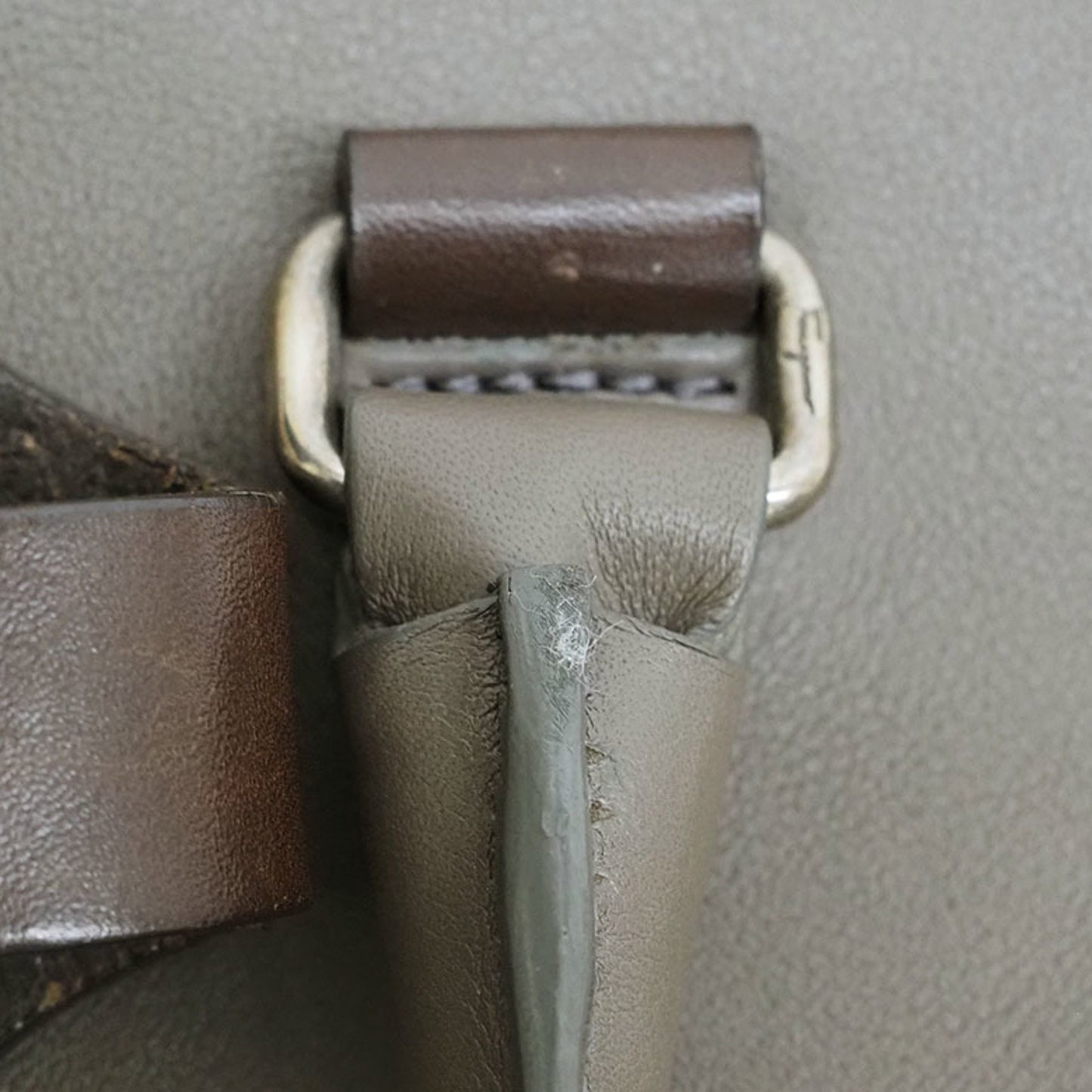 Salvatore Ferragamo Leather Large Tote Bag Greige Belt Flap