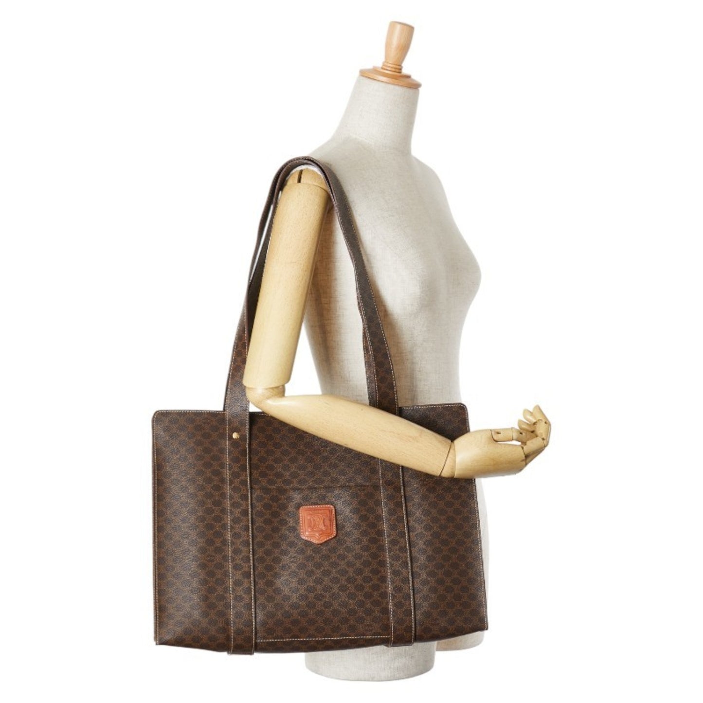 Celine Macadam Handbag Tote Bag Brown Pvc Leather