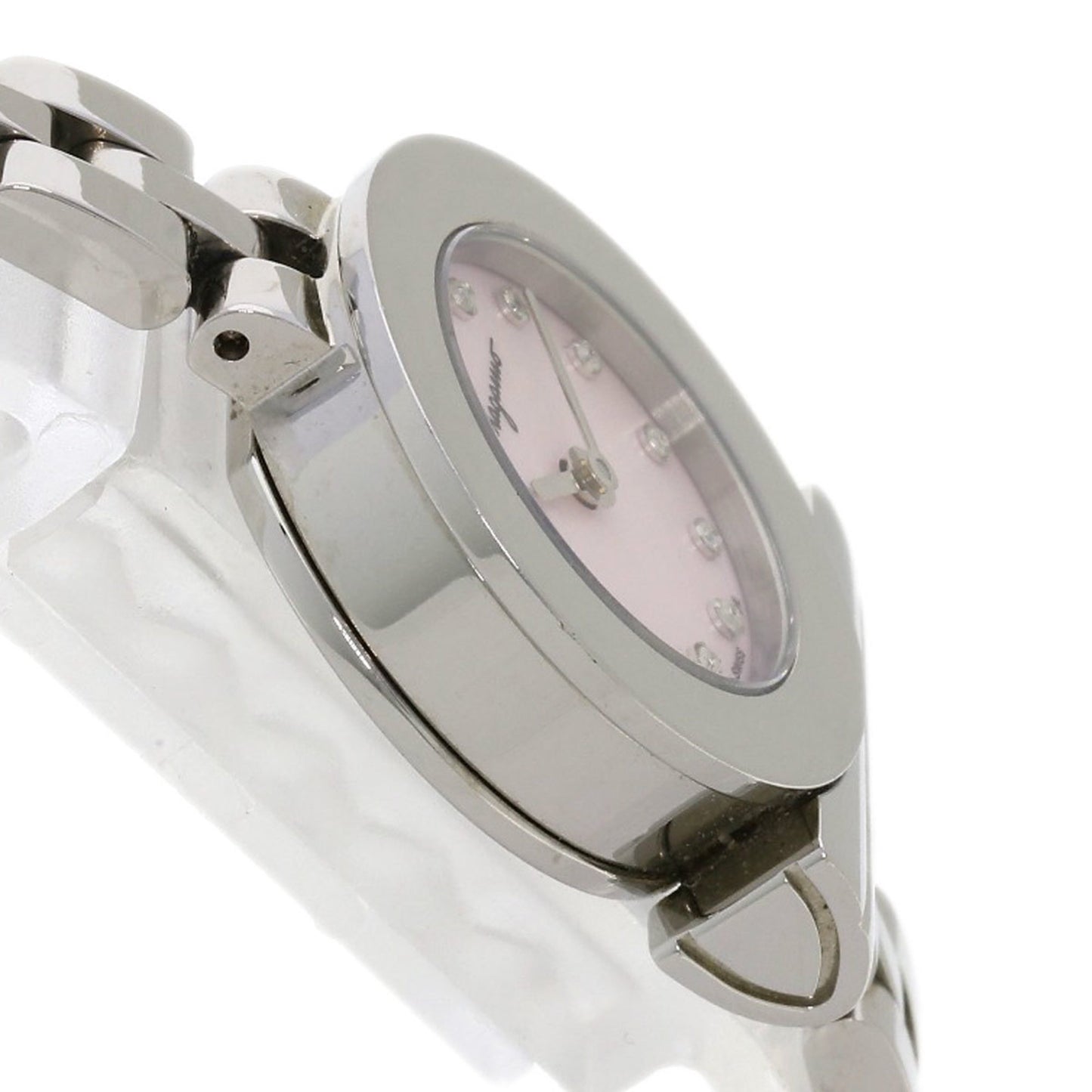Salvatore Ferragamo Gancini 12P Diamond Watch Stainless Steel Ss