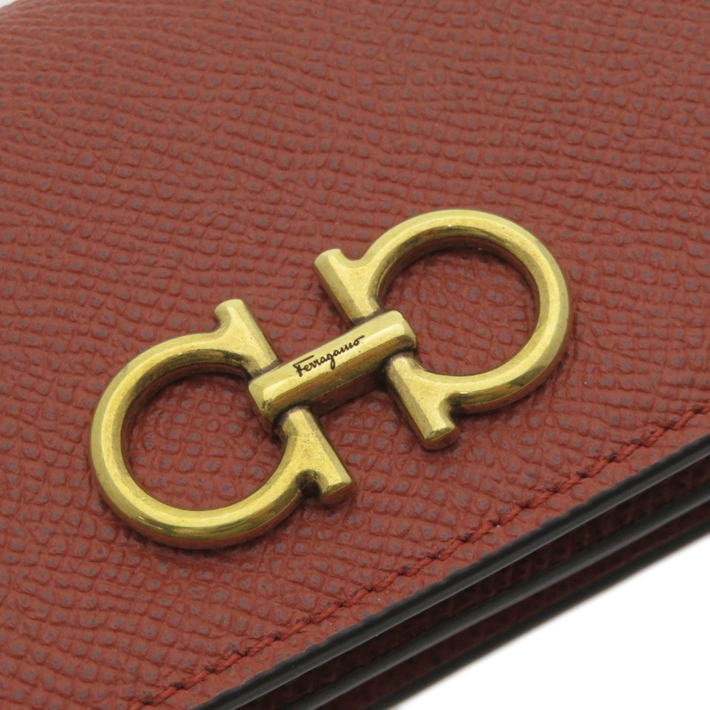 Salvatore Ferragamo Gancini Business Card Holder/Card Case In Calf Leather