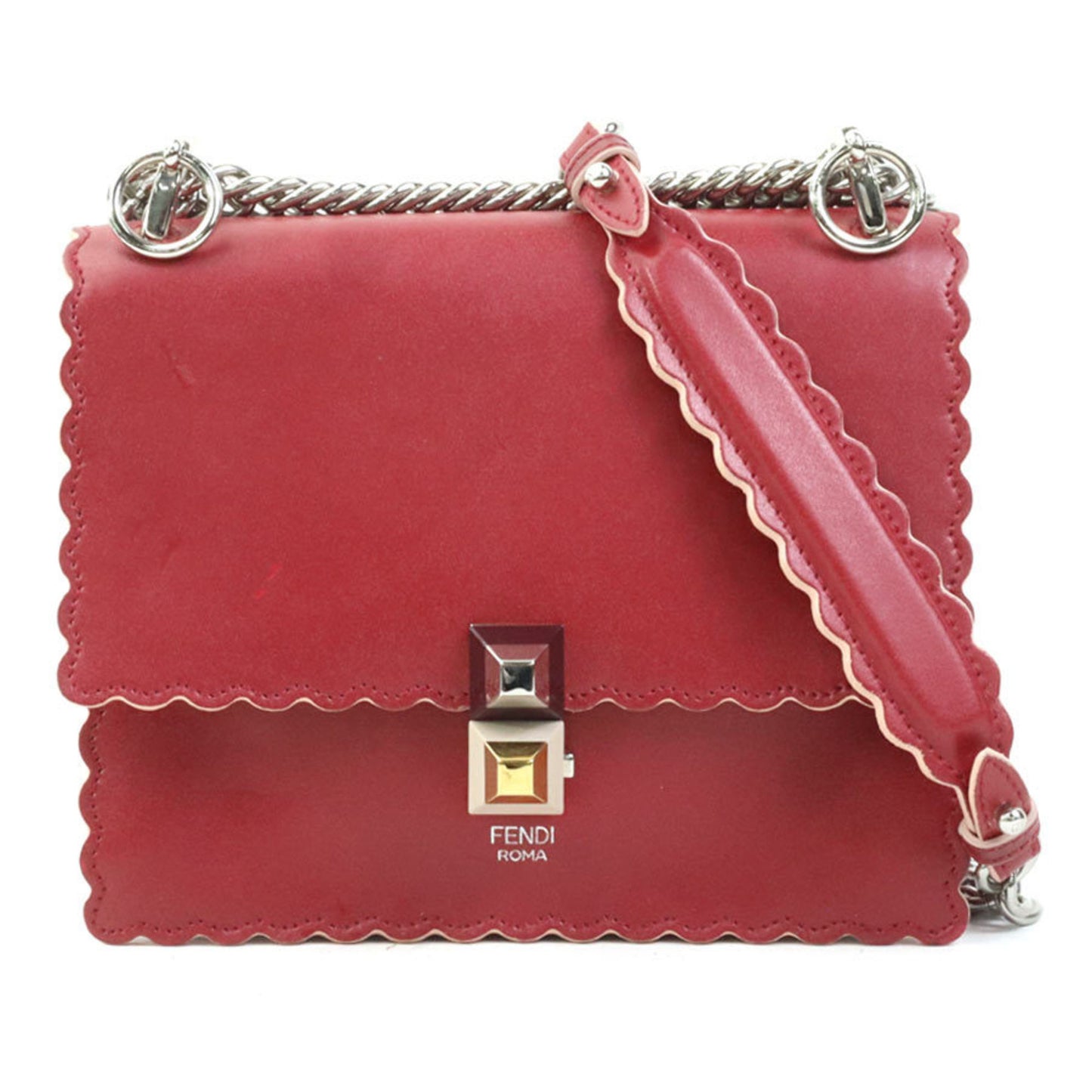 Fendi Canai Mini Shoulder Bag In Red Leather