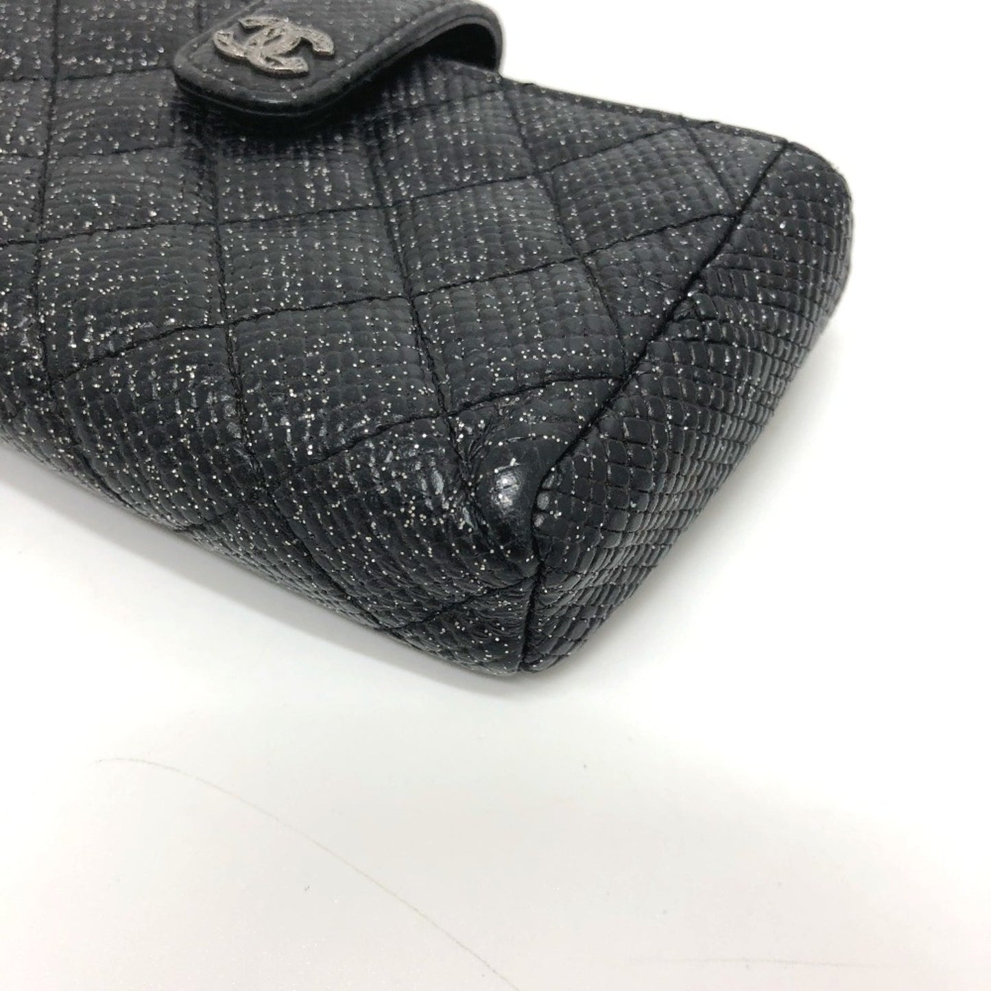 Chanel Cc Mark Coin Purse/Coin Compartment Pouch Black Silverhardware
