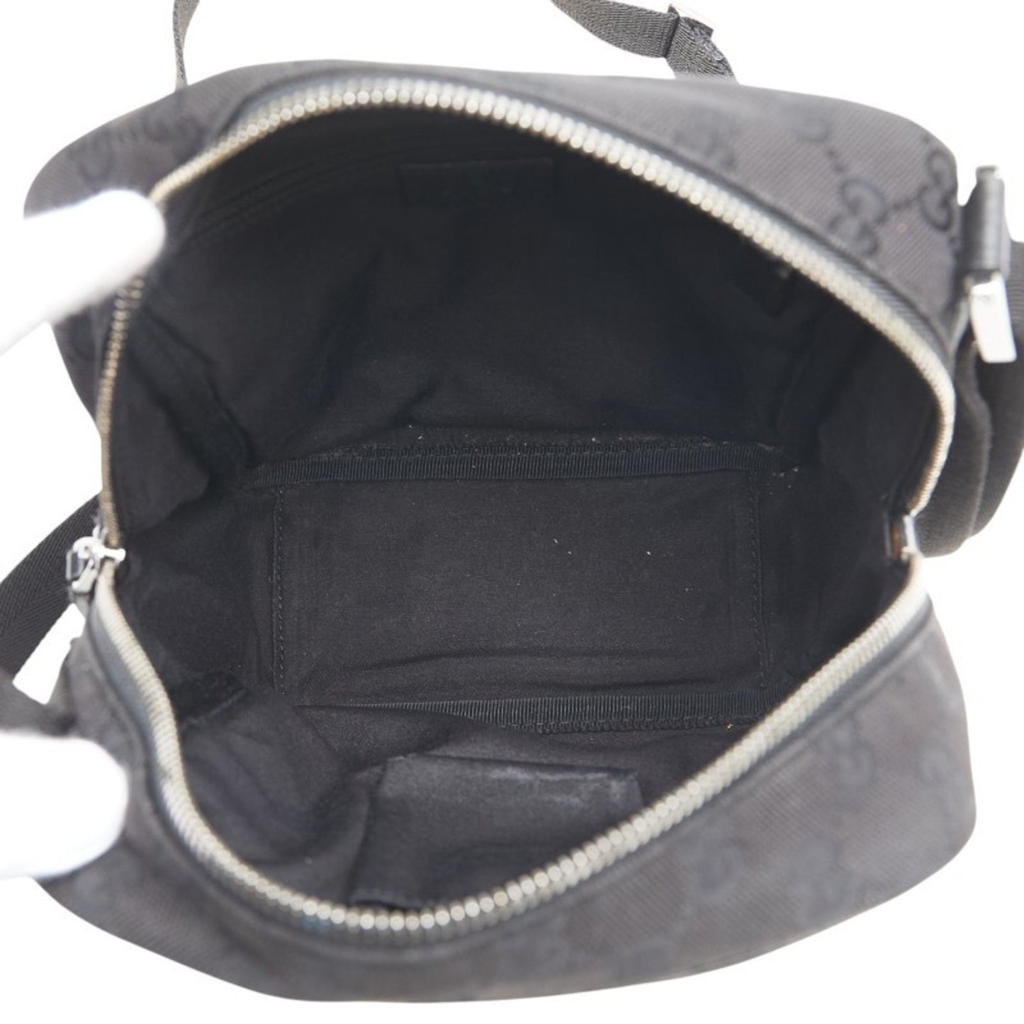 Gucci Gg Canvas Shoulder Bag 122759 Black Leather
