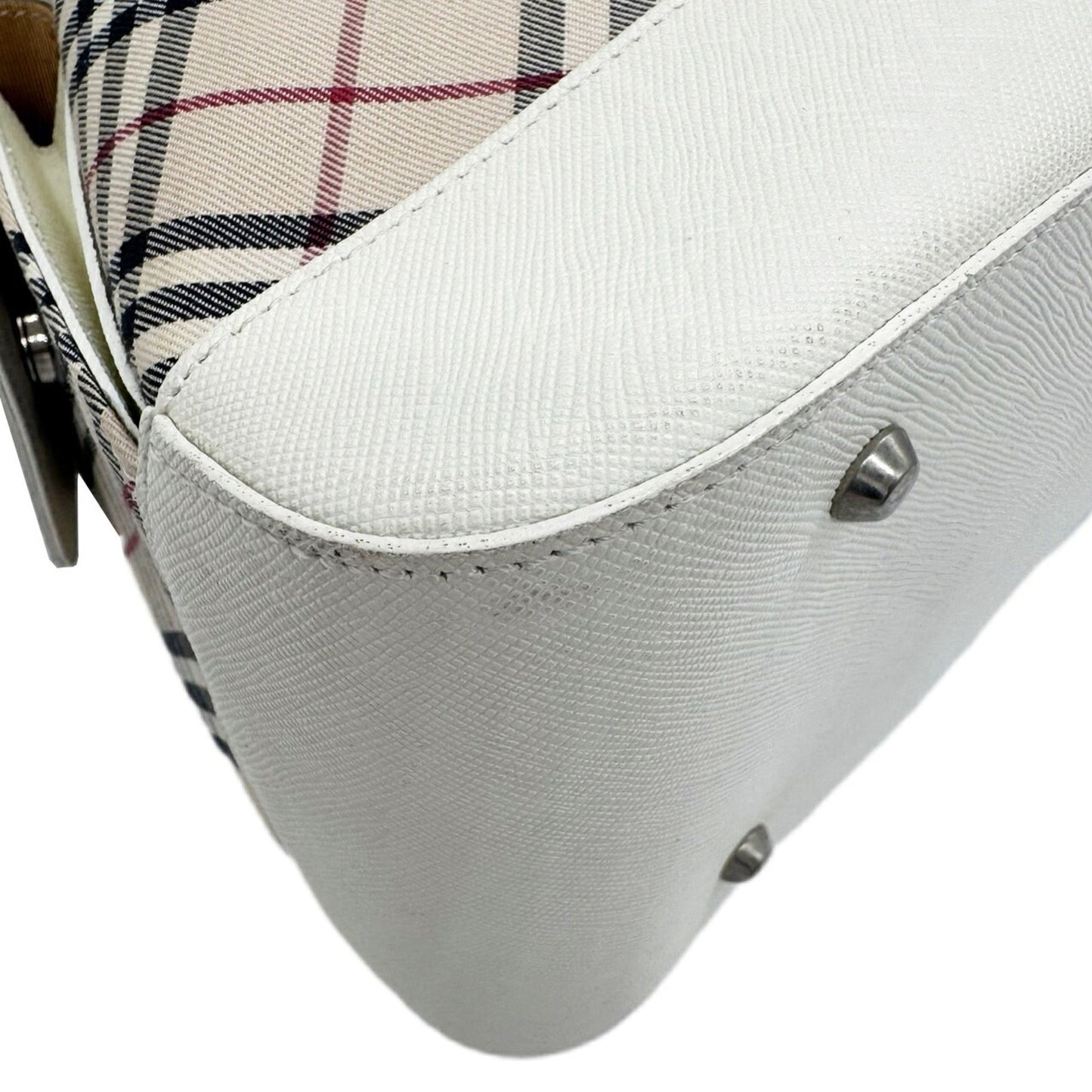 Burberry Nova Check Pattern White/Beige Canvas Bag