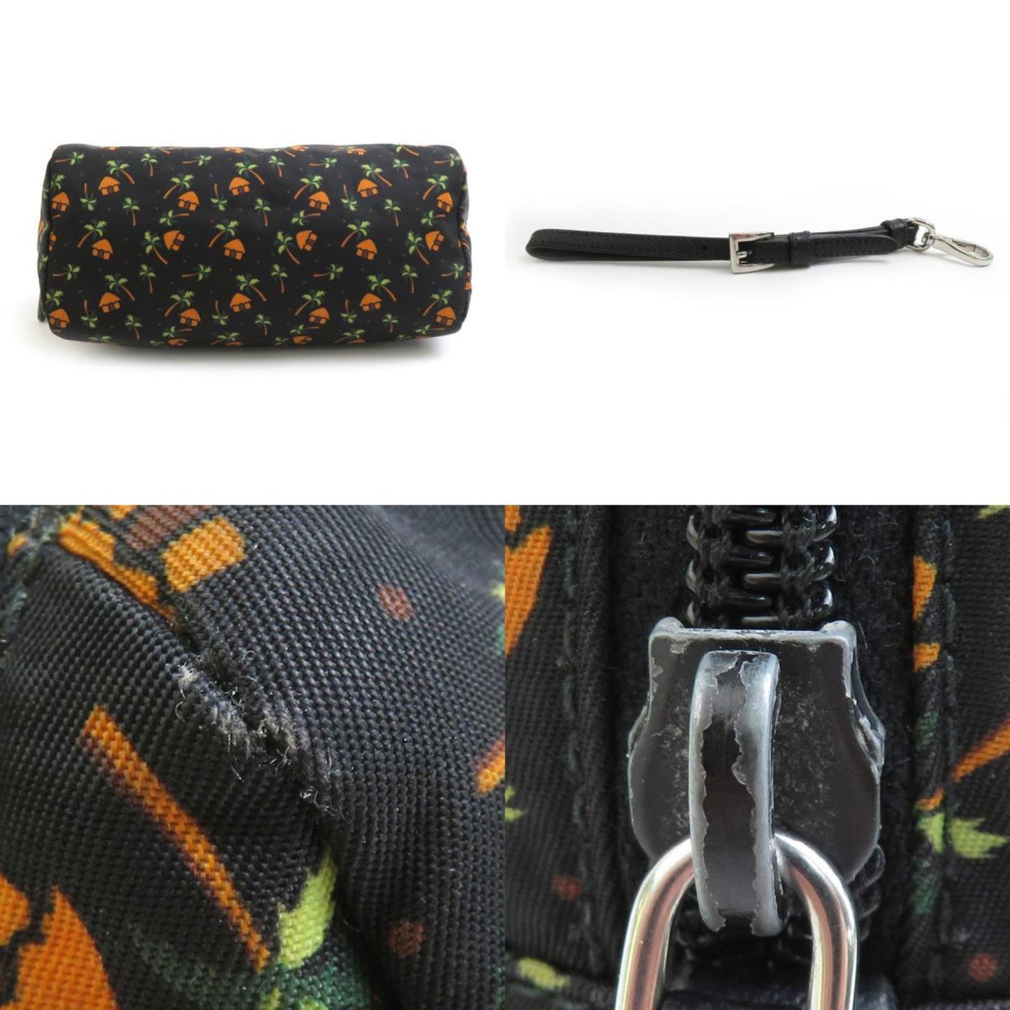 Prada Pouch Nylon Black X Orange Green