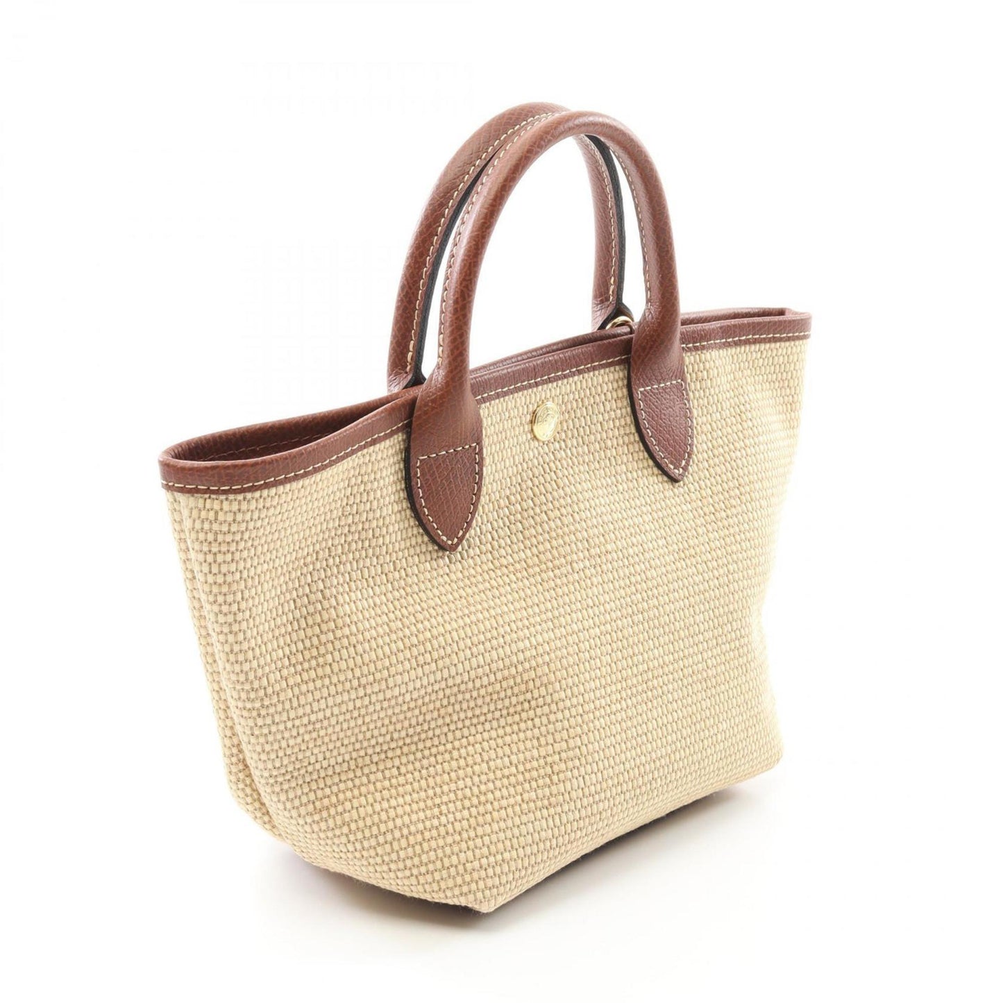 Longchamp Le Pliage Xs Basket Bag Handbag Canvas Leather Straw Effect