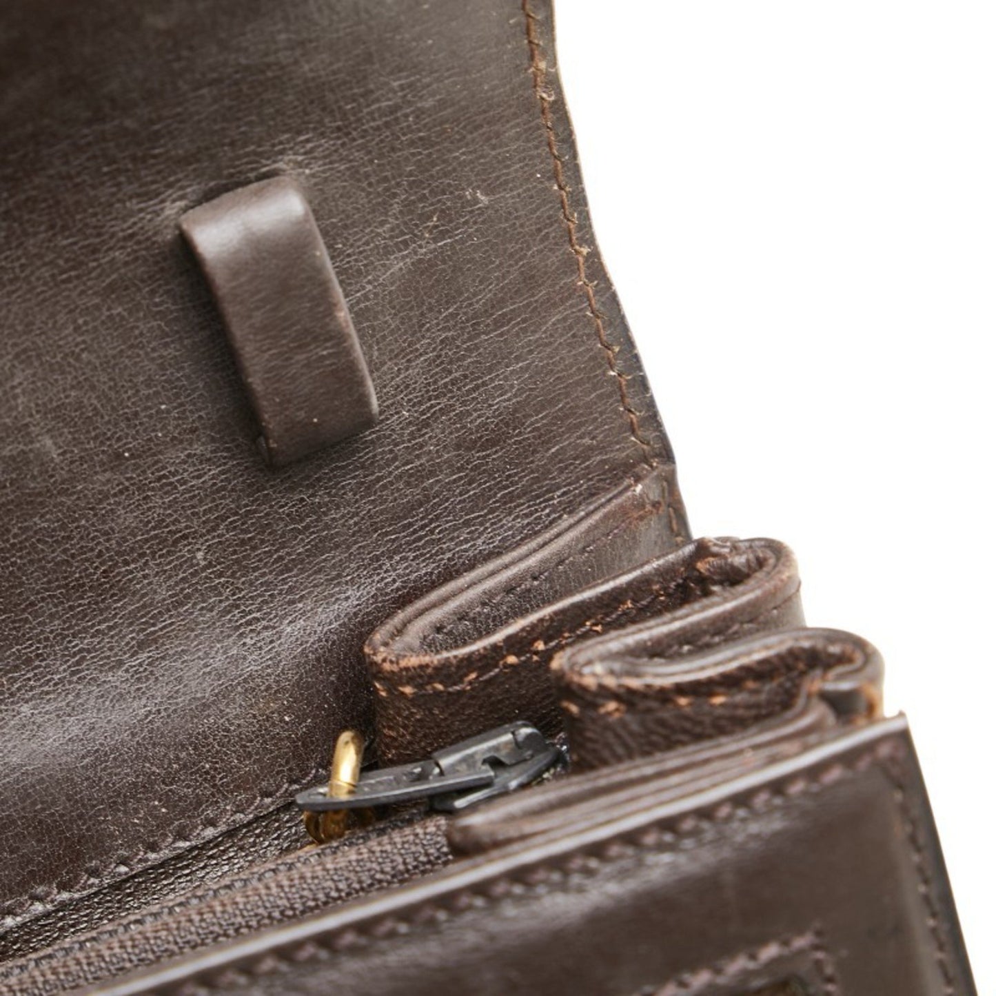 Celine C Macadam Carriage Hardware Clutch Bag In Brown Canvas