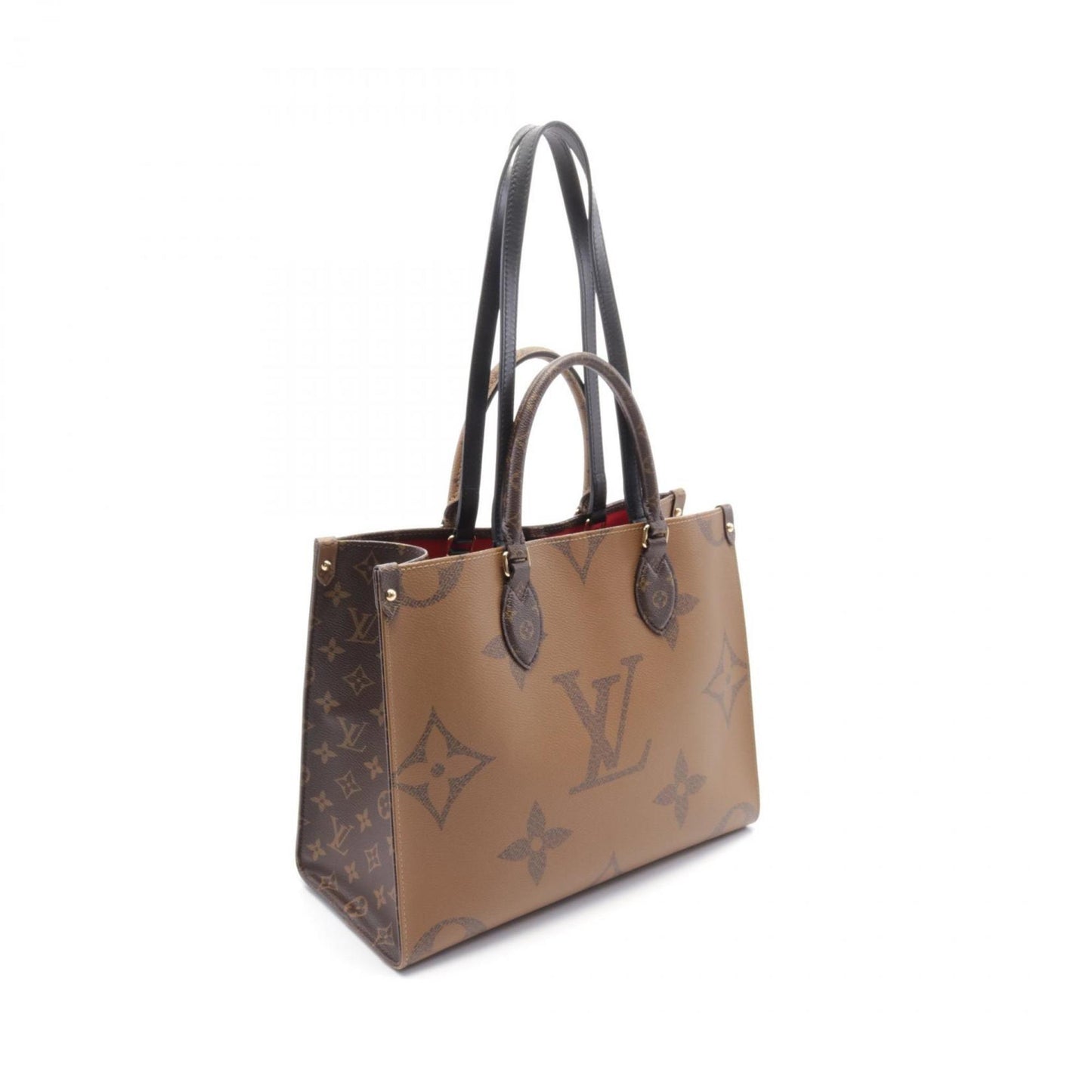 Louis Vuitton On The Go Mm Tote Bag Coated Canvas Leather Monogram Giant Reverse
