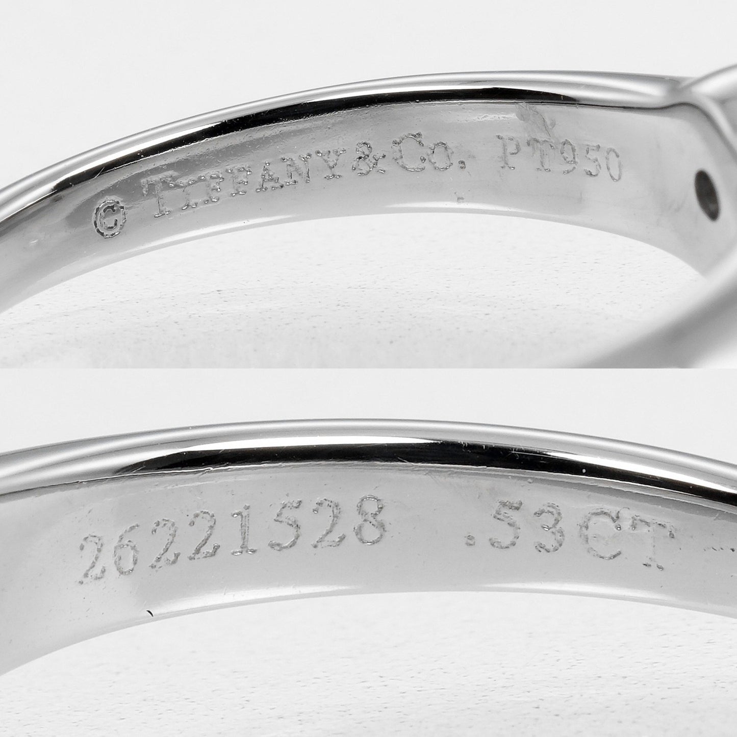 Tiffany & Co. Solitaire Size 7.5 Ring 0.53Ct Vs1/I/3Ex Pt950 Platinum Diamond