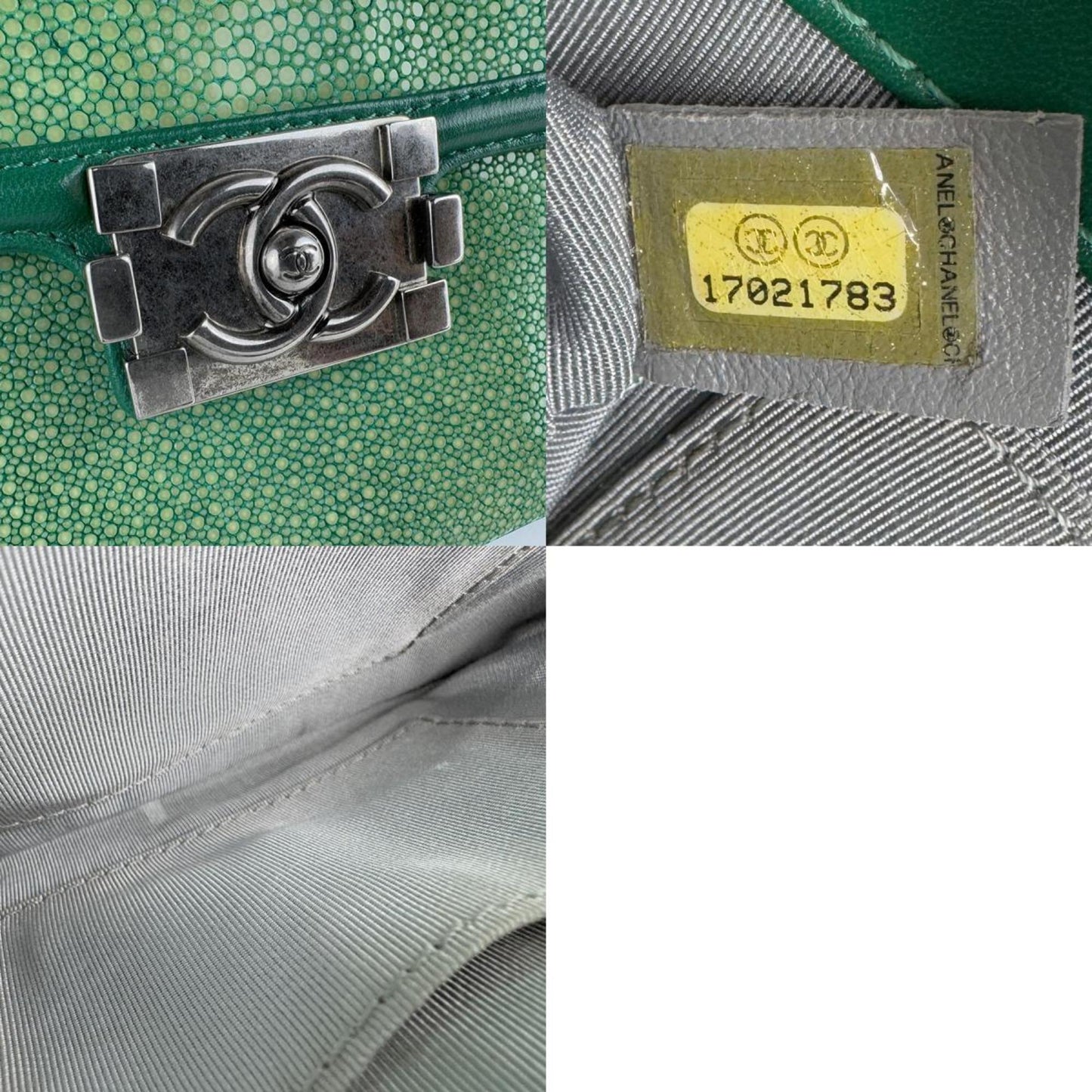 Chanel Boy Chanel Galuchat Green Shoulder Bag
