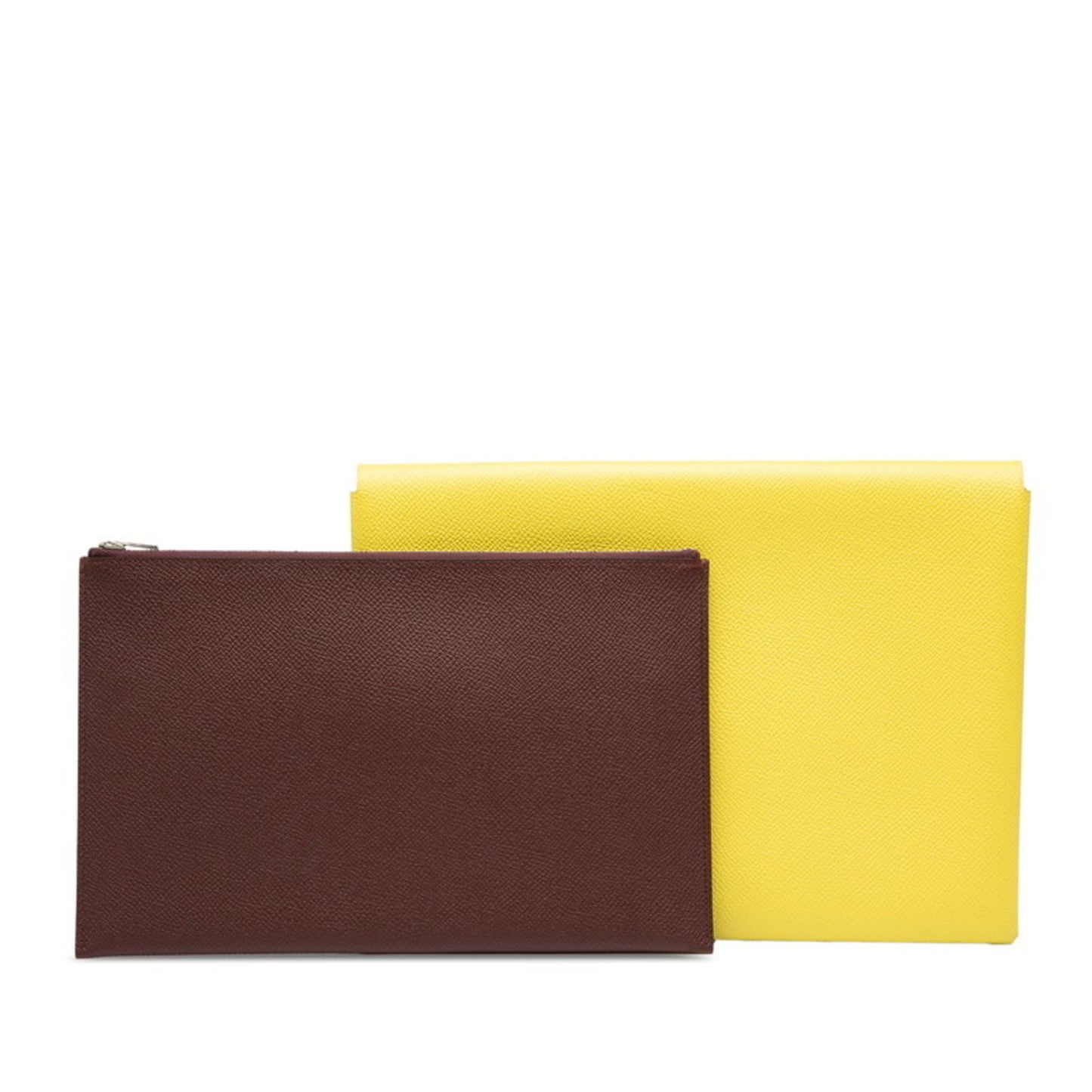 Herms Calvi Gm Clutch Bag Yellow Epsom Leather