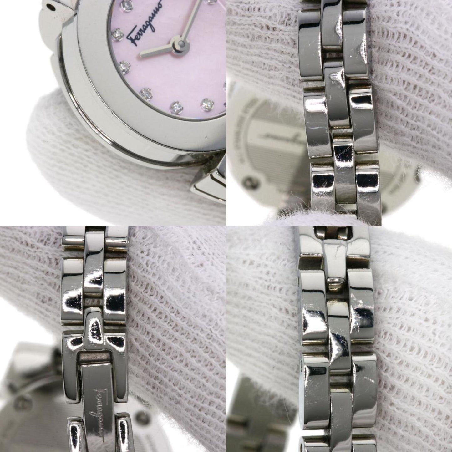 Salvatore Ferragamo Gancini 12P Diamond Watch Stainless Steel Ss
