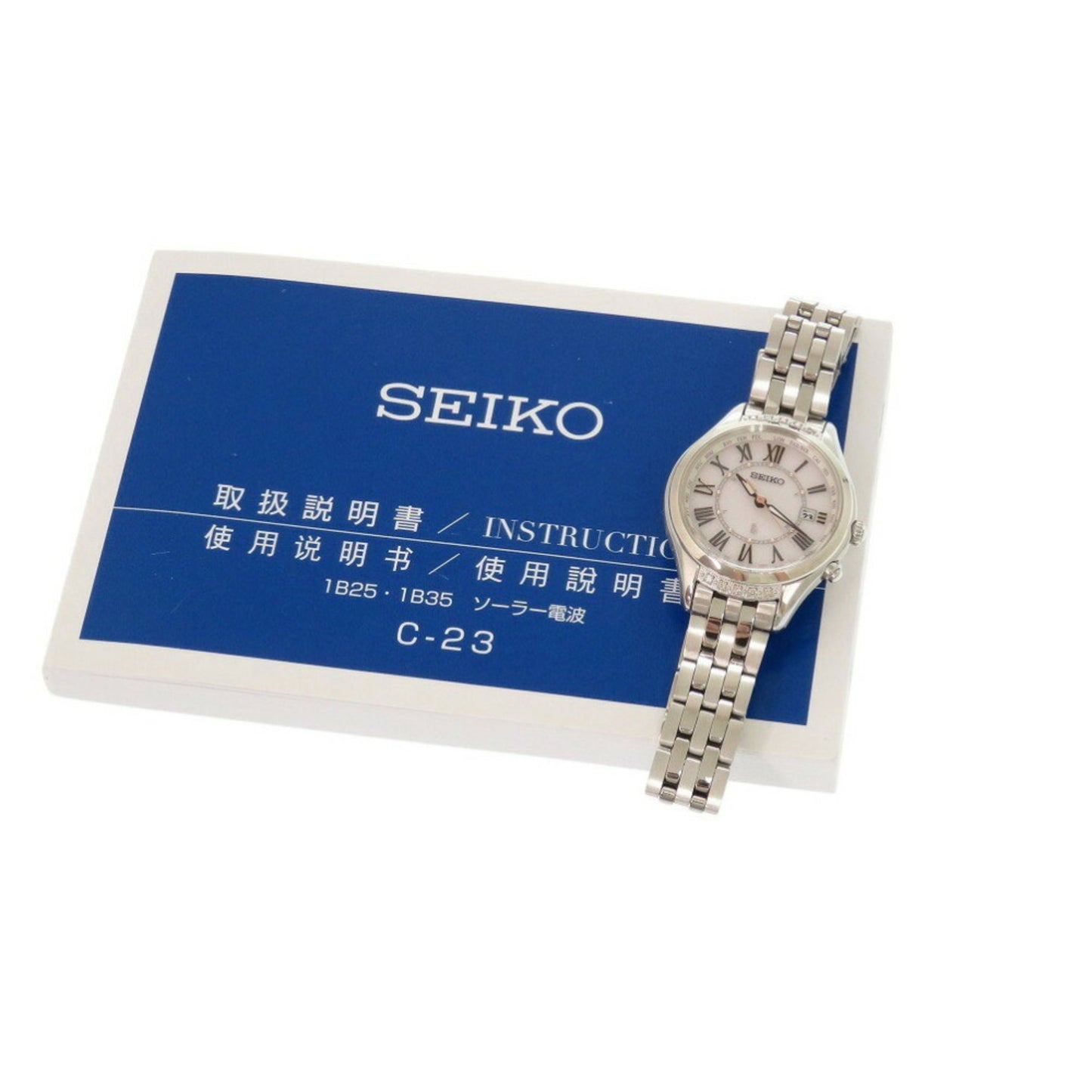 Unused Seiko Lucia Ssvv053 Ss Mocha Pink Solar Radio Wristwatch Silver 0041Seiko