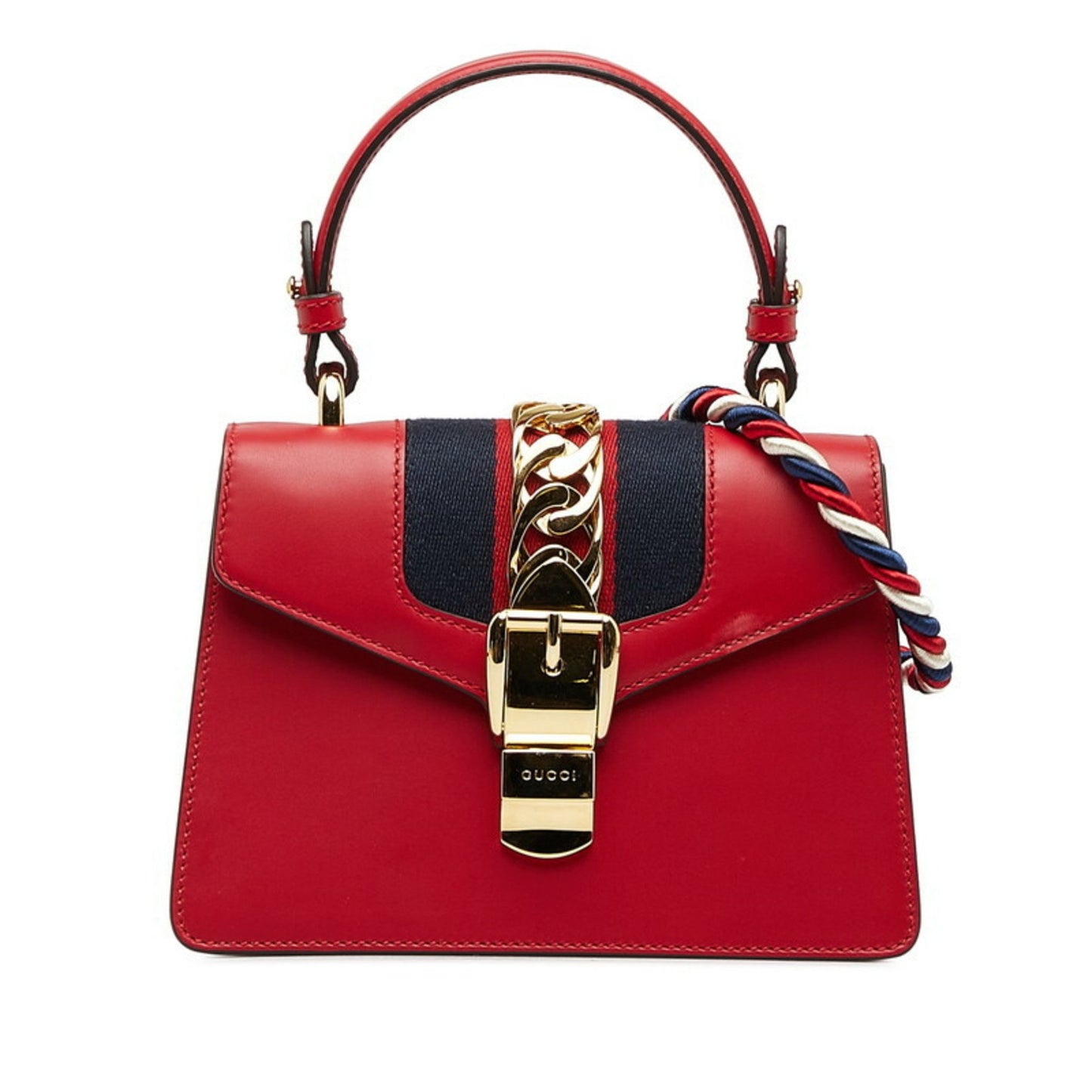 Gucci Sylvie Handbag Shoulder Bag 470270 Red Leather