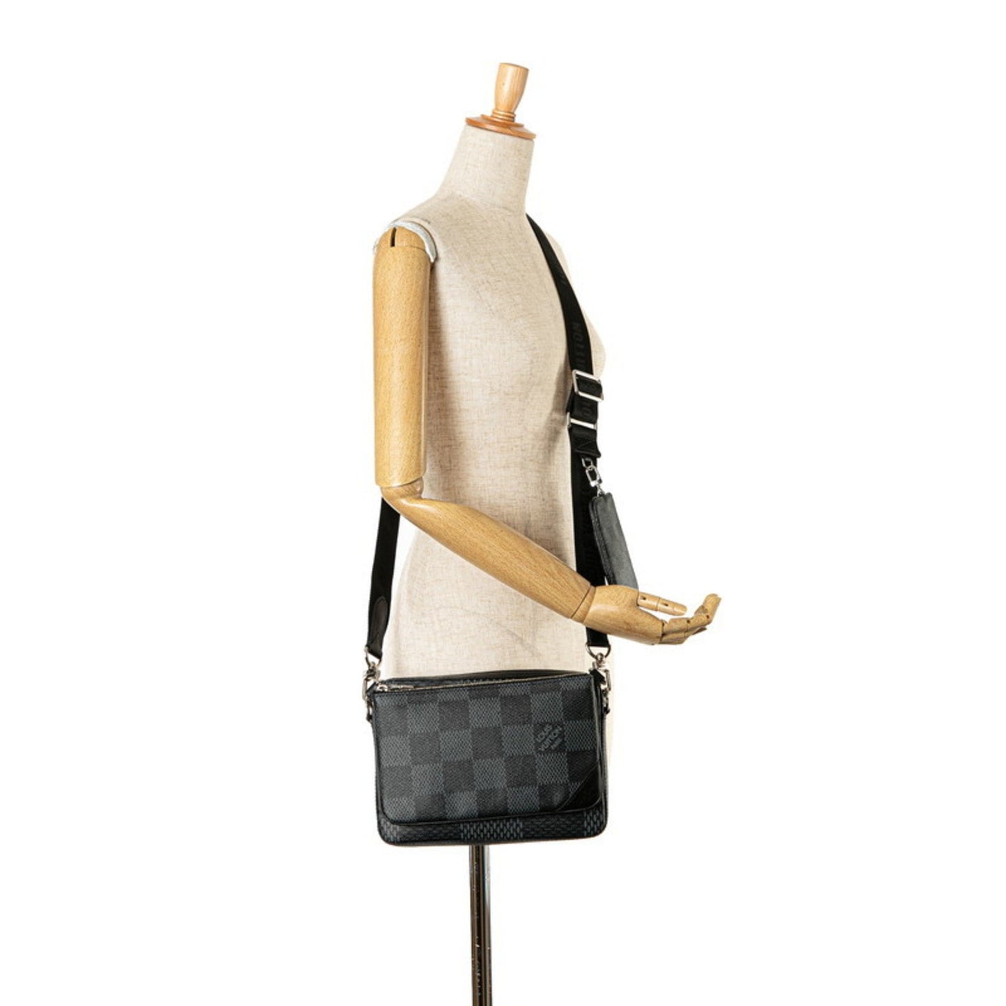 Louis Vuitton Damier Graphite 3D Trio Messenger Crossbody Shoulder Bag N50017 Black Pvc Leather