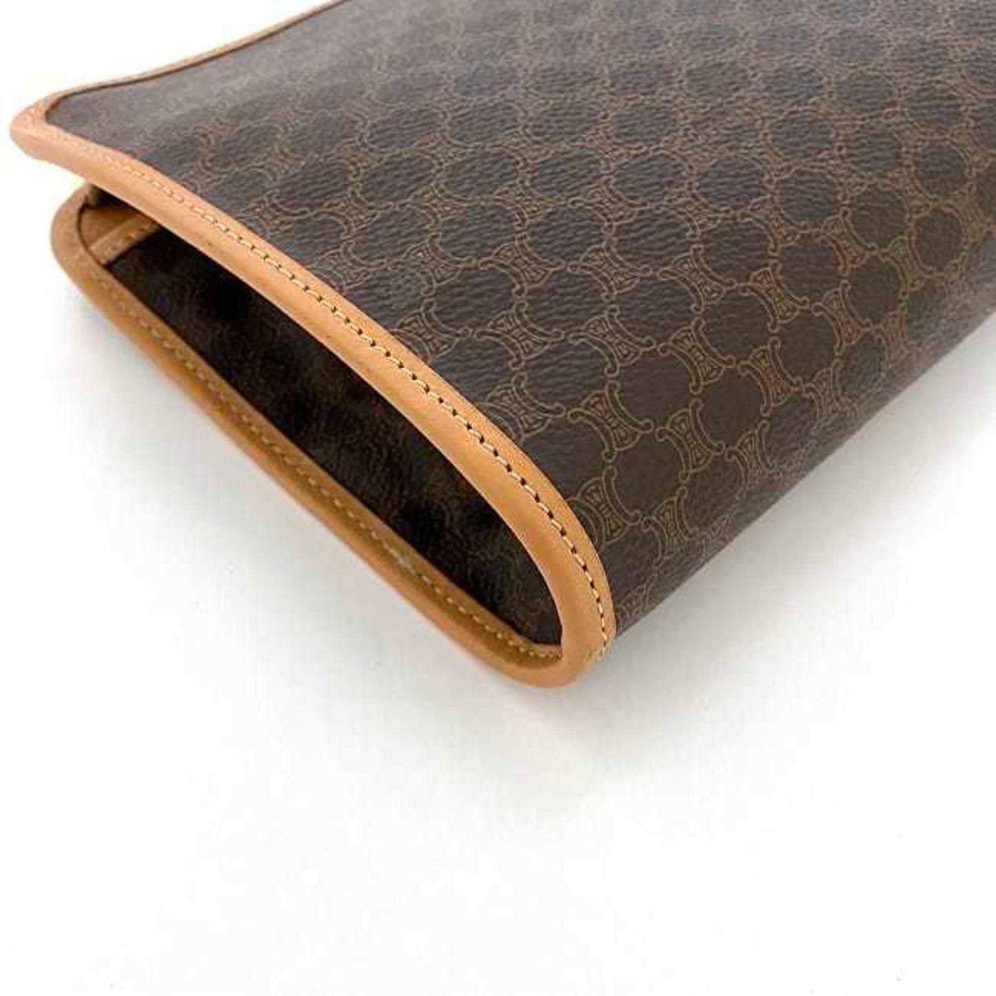 Celine Clutch Bag F-21553 Brown Beige Macadam Pouch Second Pvc Leather M16/2 Celine
