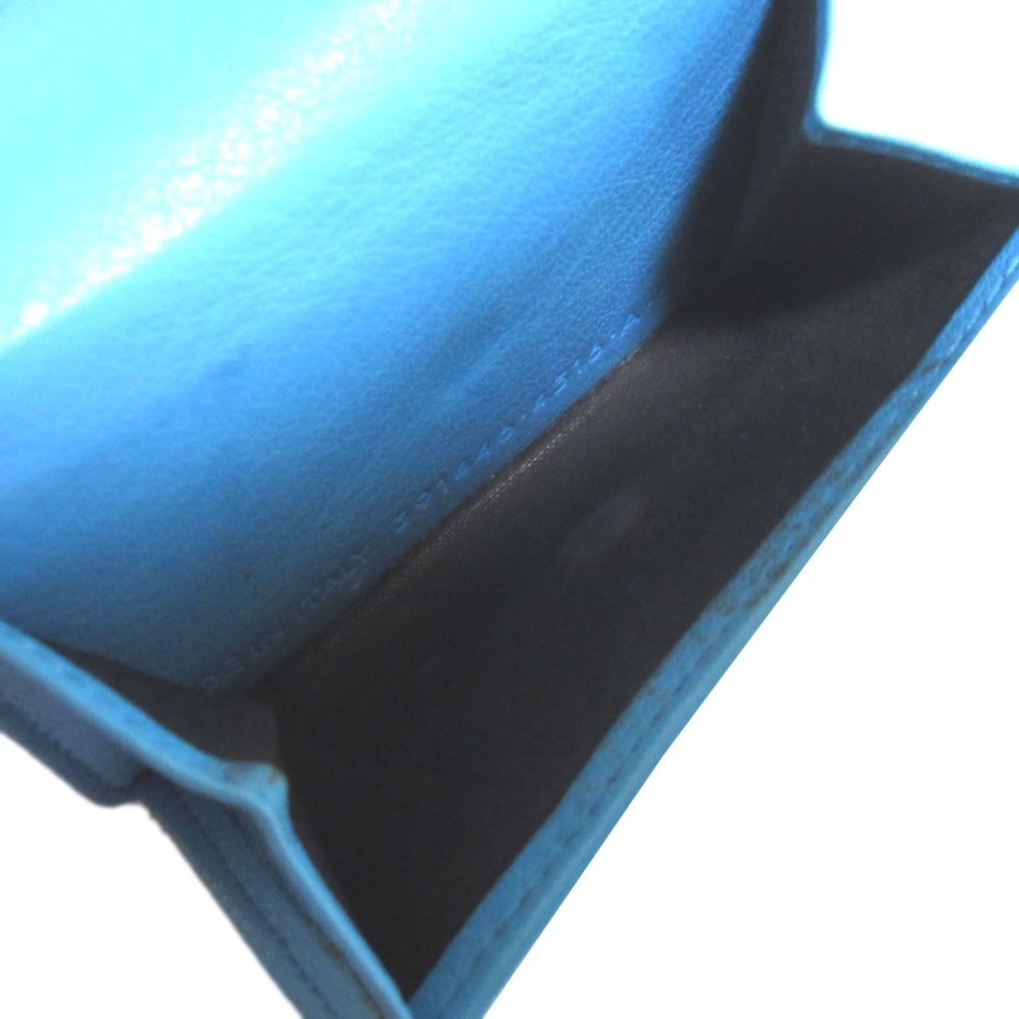 Balenciaga Paper Mini Leather Compact Wallet Tri-Fold Coin Purse Billfold Card Slot Blue