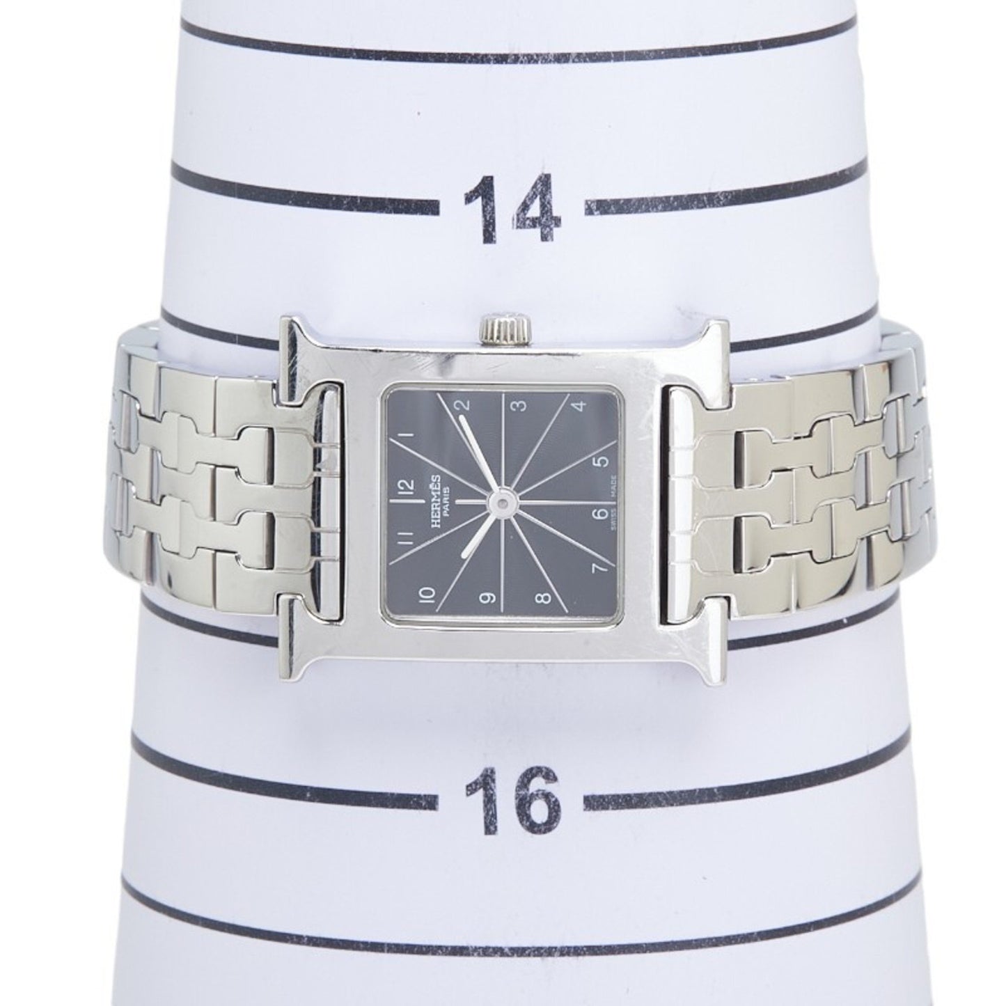 Herms H Watch Hh1.210 Quartz With Black Dial And Stainless Steel