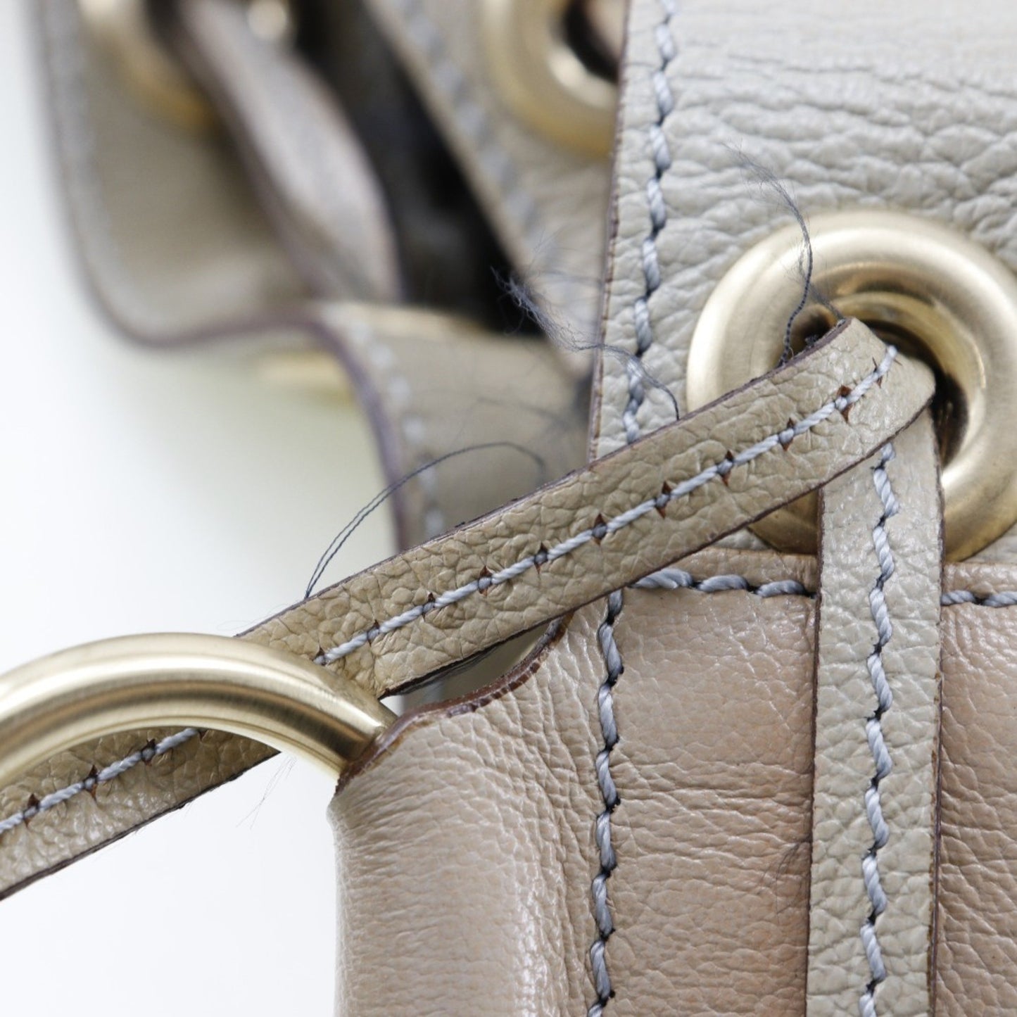 Celine Shoulder Bag Punching Calf Beige Purse