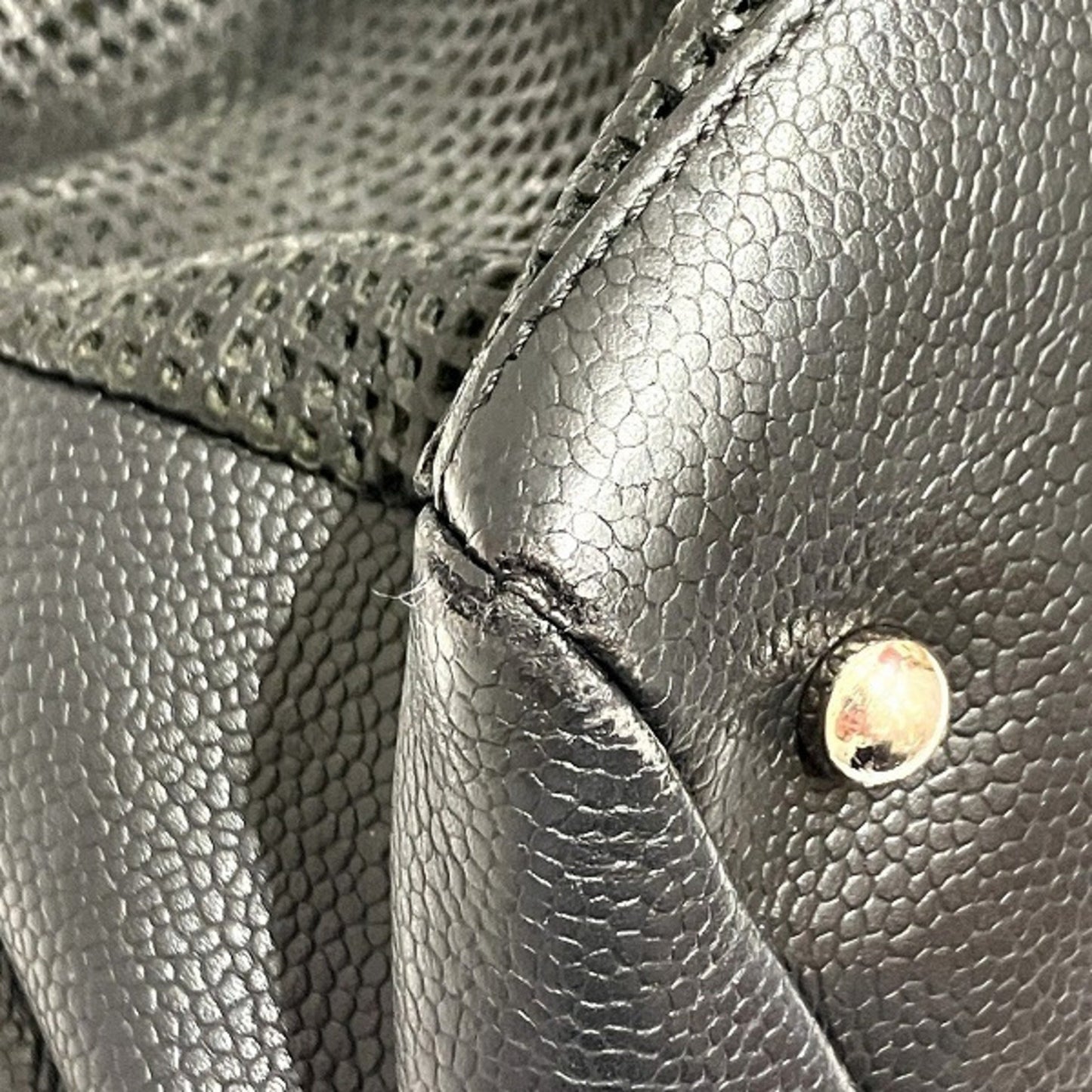 Chanel Coco Mark Caviar Skin Mesh Leather Bag Handbag