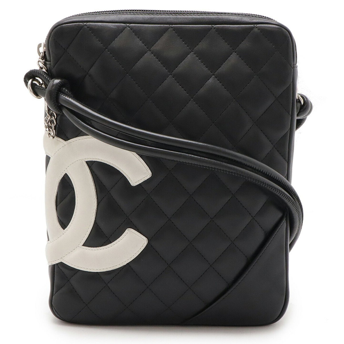 Chanel Cambon Line Coco Mark Medium Pochette Shoulder Bag Black White A25178