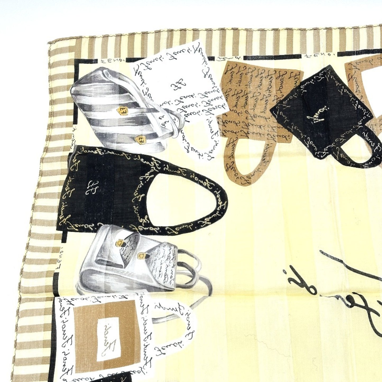 Fendi Logo Handkerchief Scarf Cotton