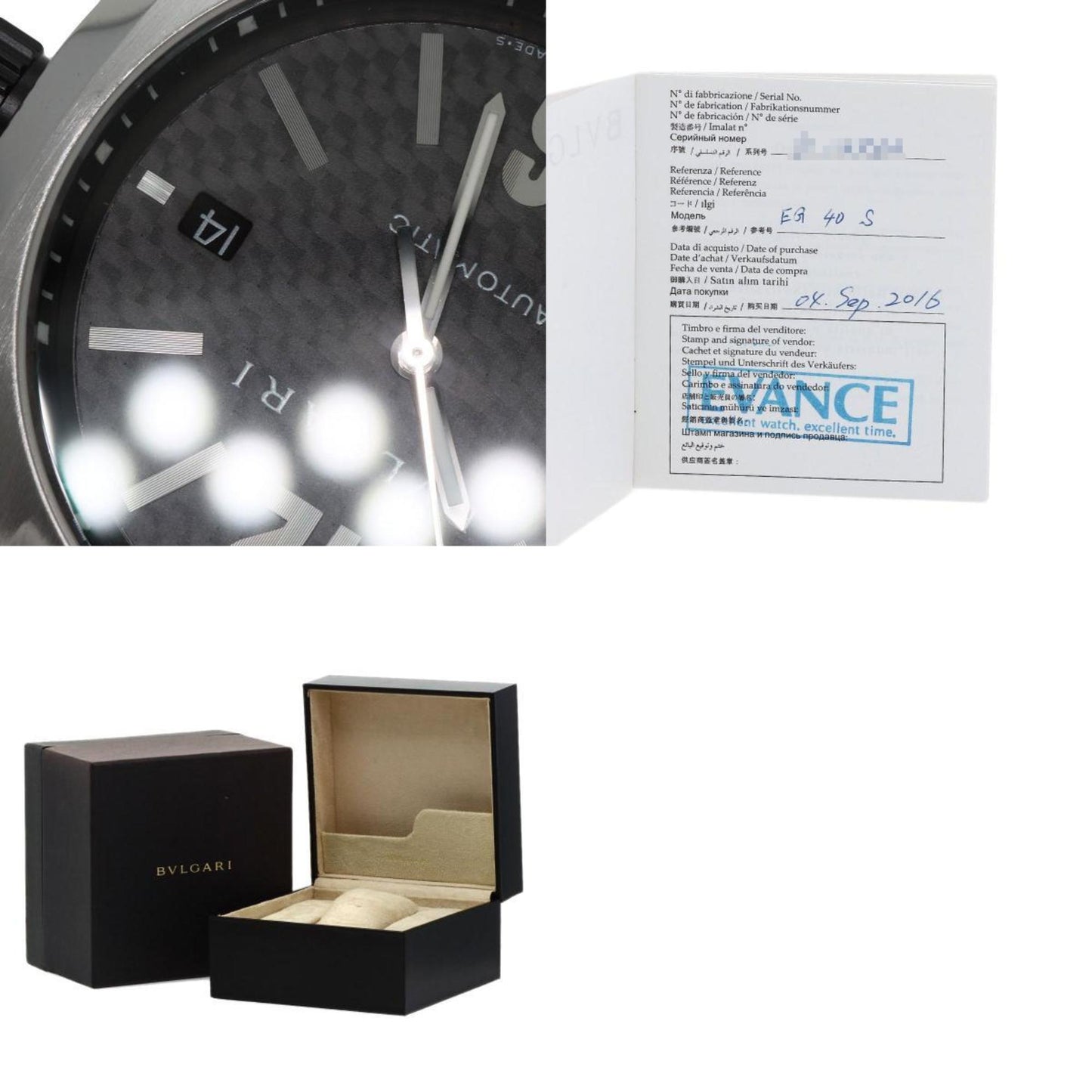 Bvlgari Eg40 Ergon Carbon Watch Stainless Steel Rubber