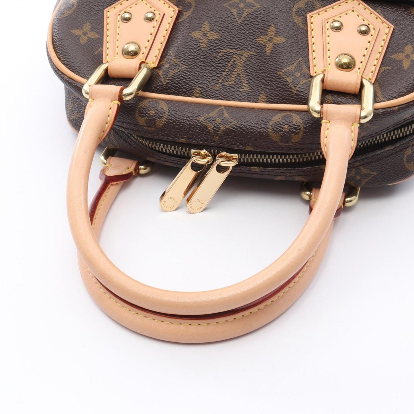 Louis Vuitton Manhattan Pm Handbag Coated Canvas Leather Monogram