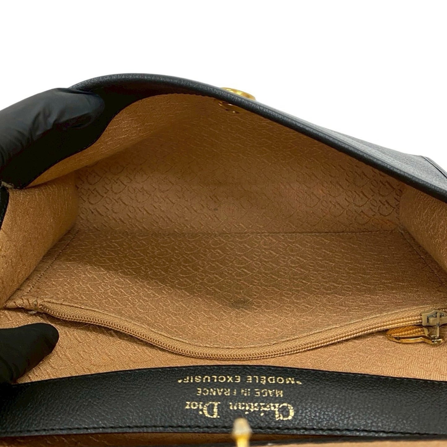 Christian Dior Vintage Logo Hardware Leather Shoulder Bag Pochette Black 26147