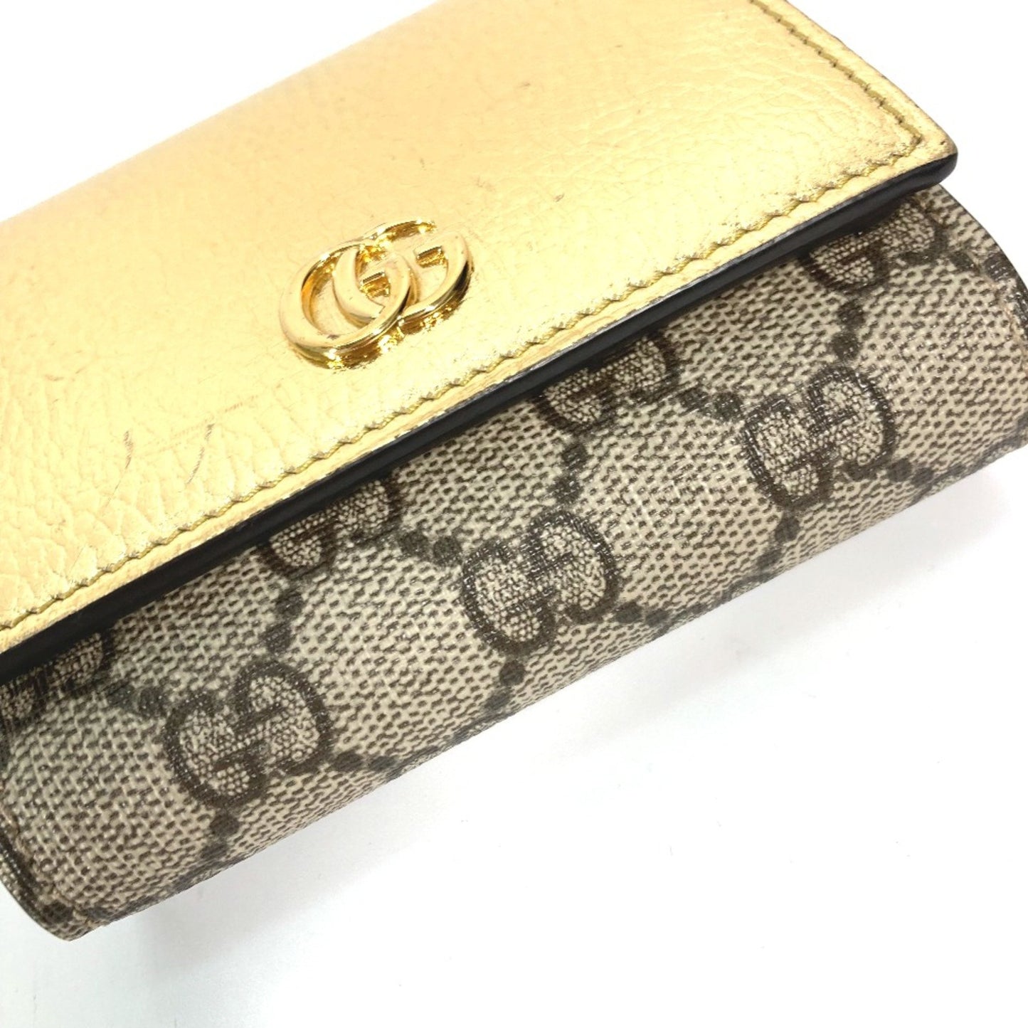 Gucci 598587 Compact Wallet Folded Wallet Gold Beige