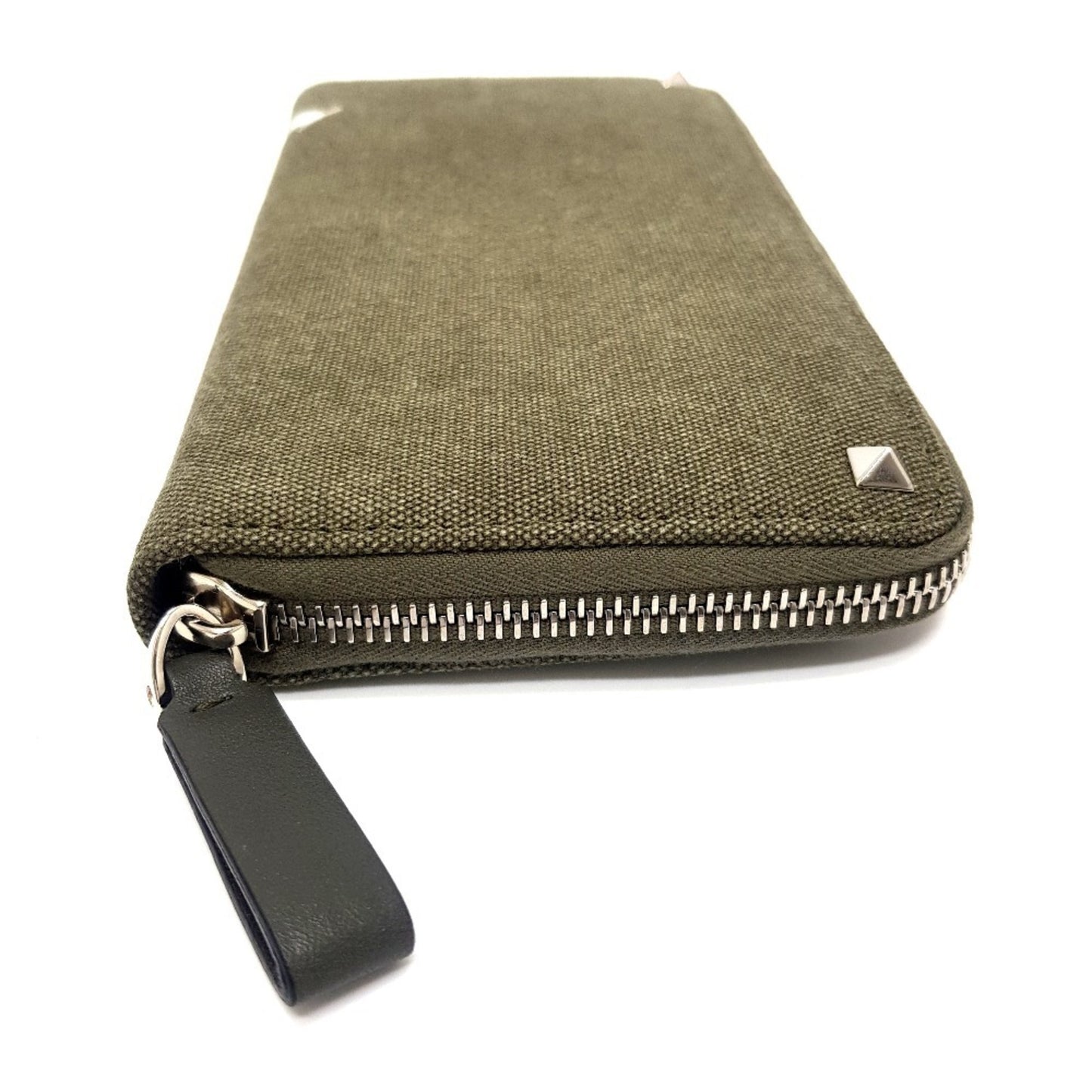 Valentino Garavani Studded Vltn Print Round Long Wallet Canvas X Leather